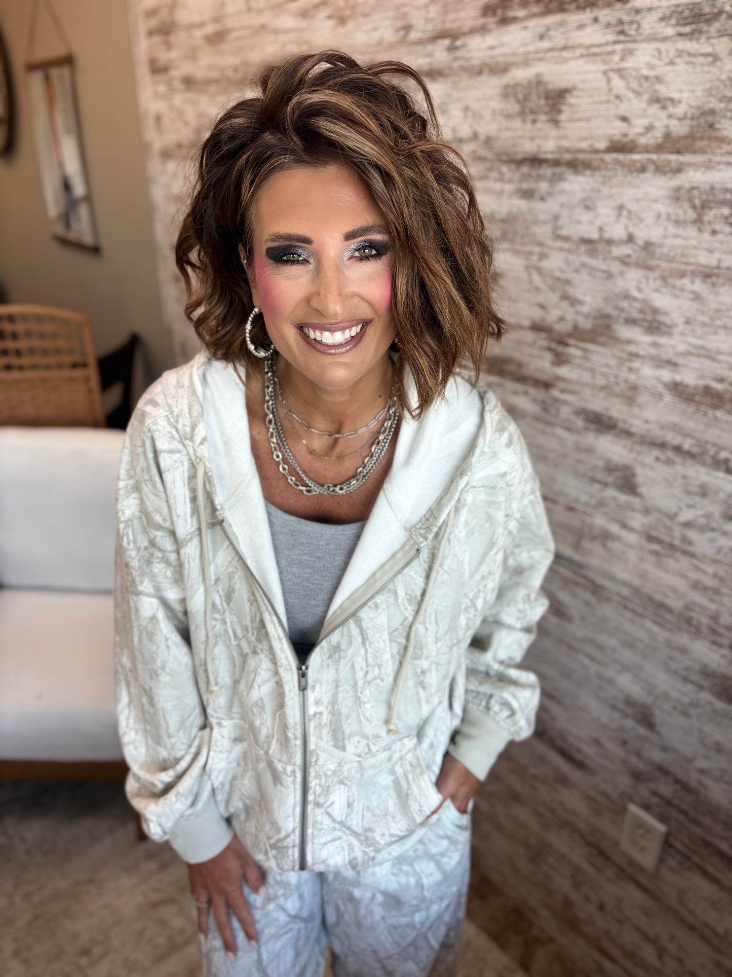 Gray Camo Zip Up