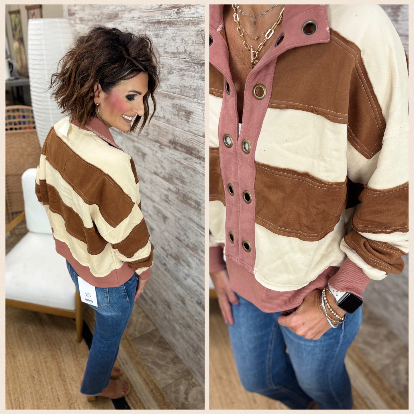 Mauve Pullover with Button Detail