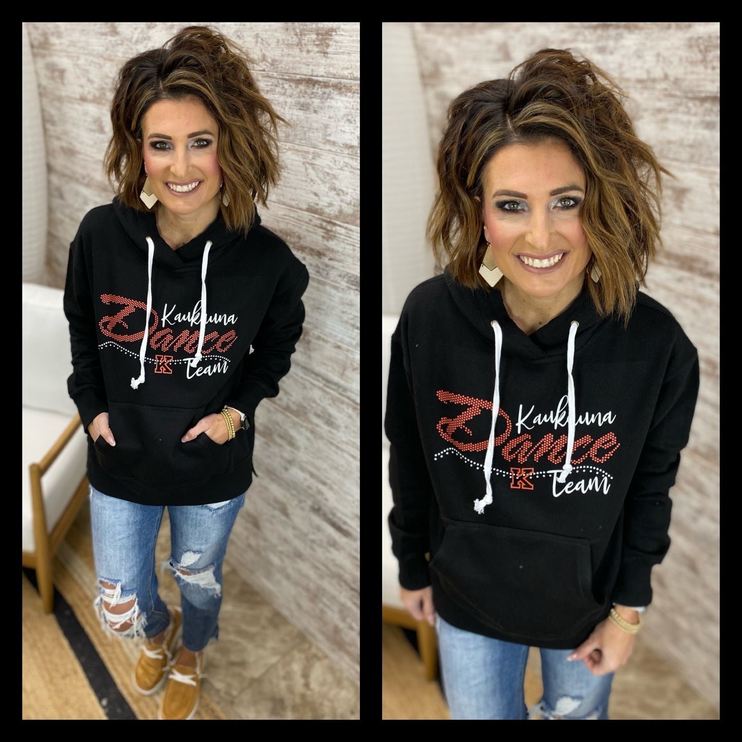 Kaukauna Dance Black Ladies Side Slit Hoodie