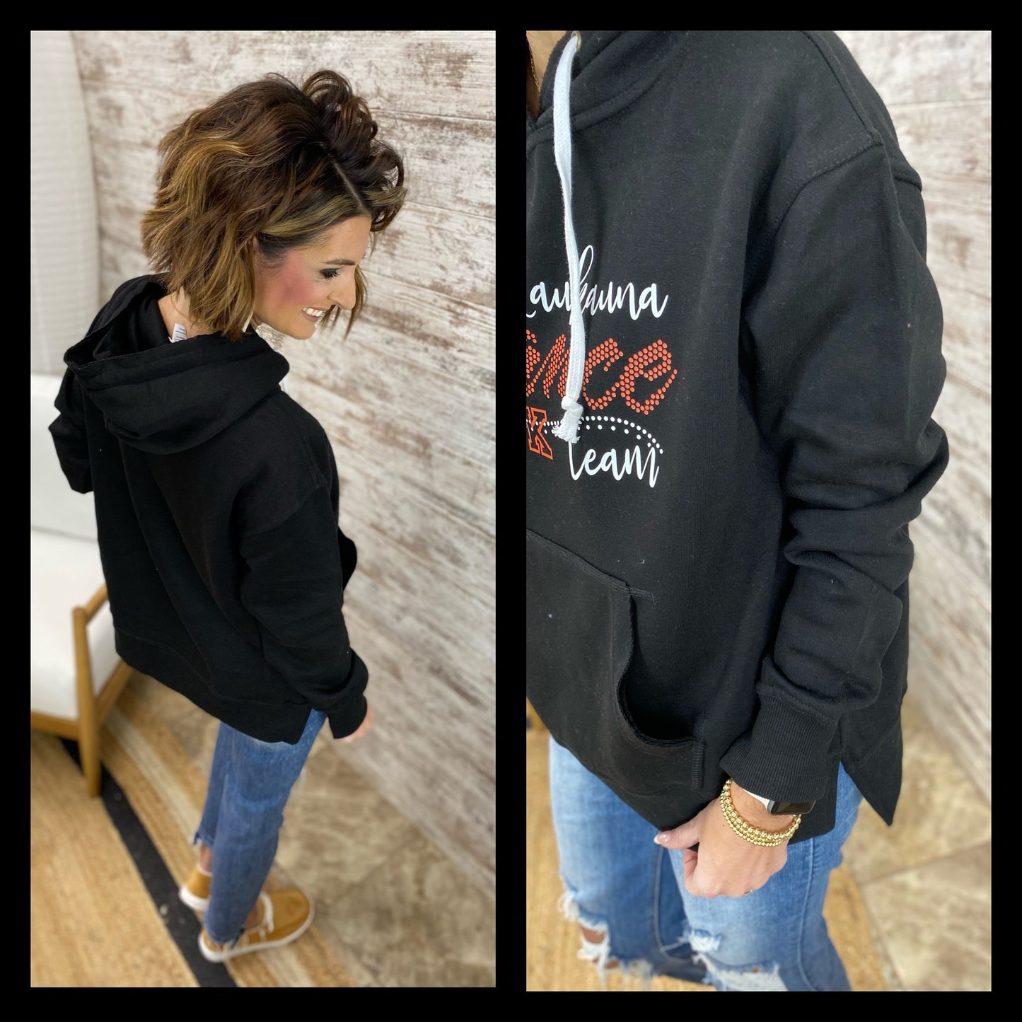 Kaukauna Dance Black Ladies Side Slit Hoodie