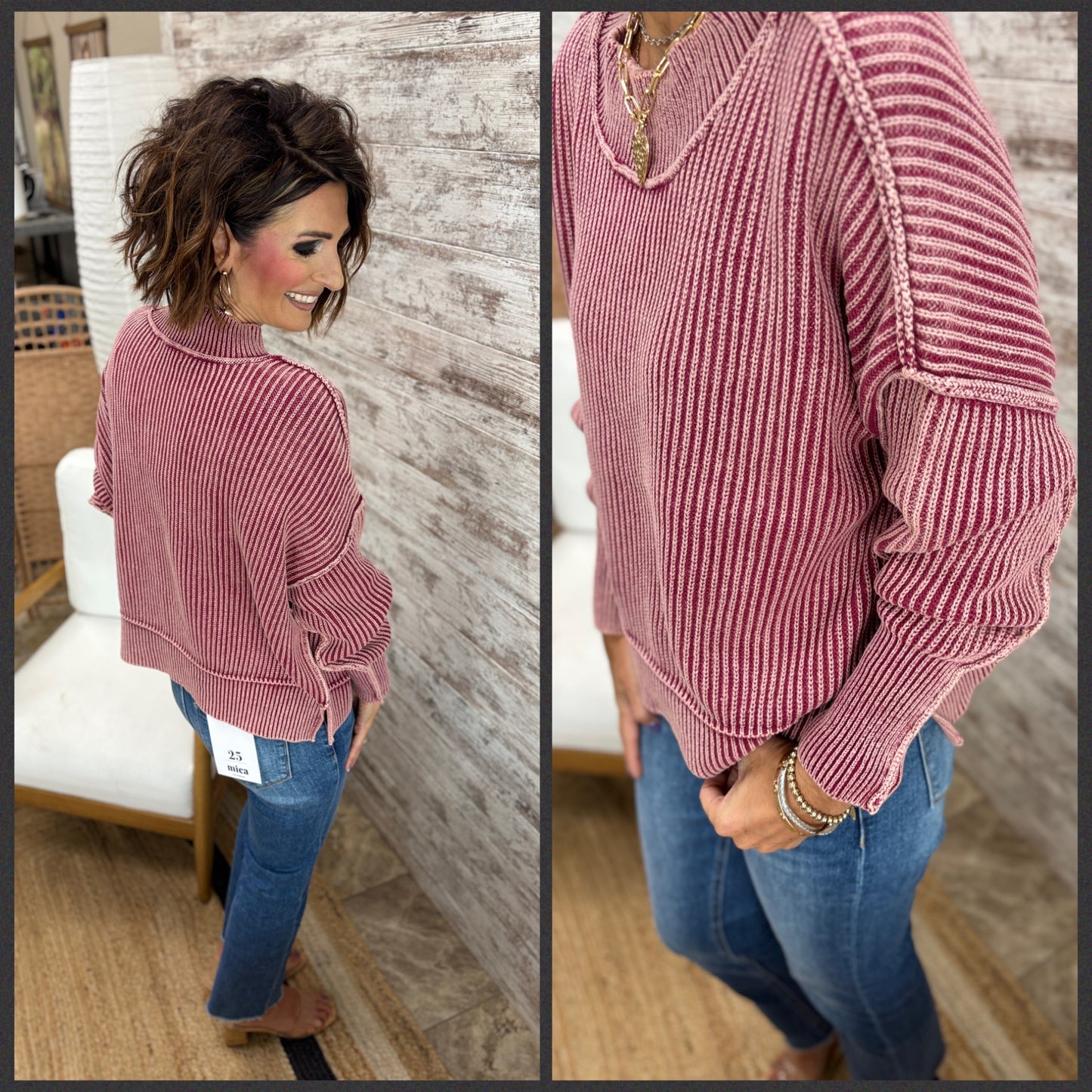 Washed Cropped Oversize Sweater  ~ 3 Colors