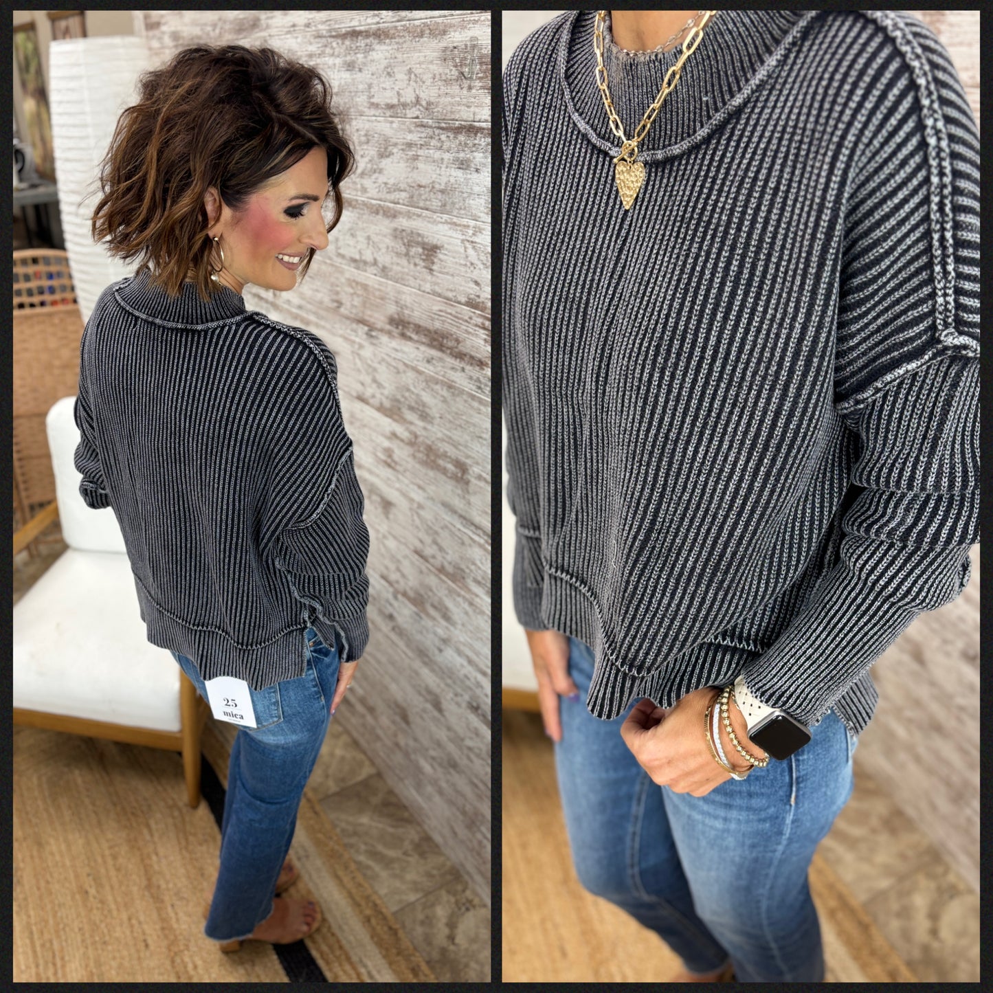 Washed Cropped Oversize Sweater  ~ 3 Colors