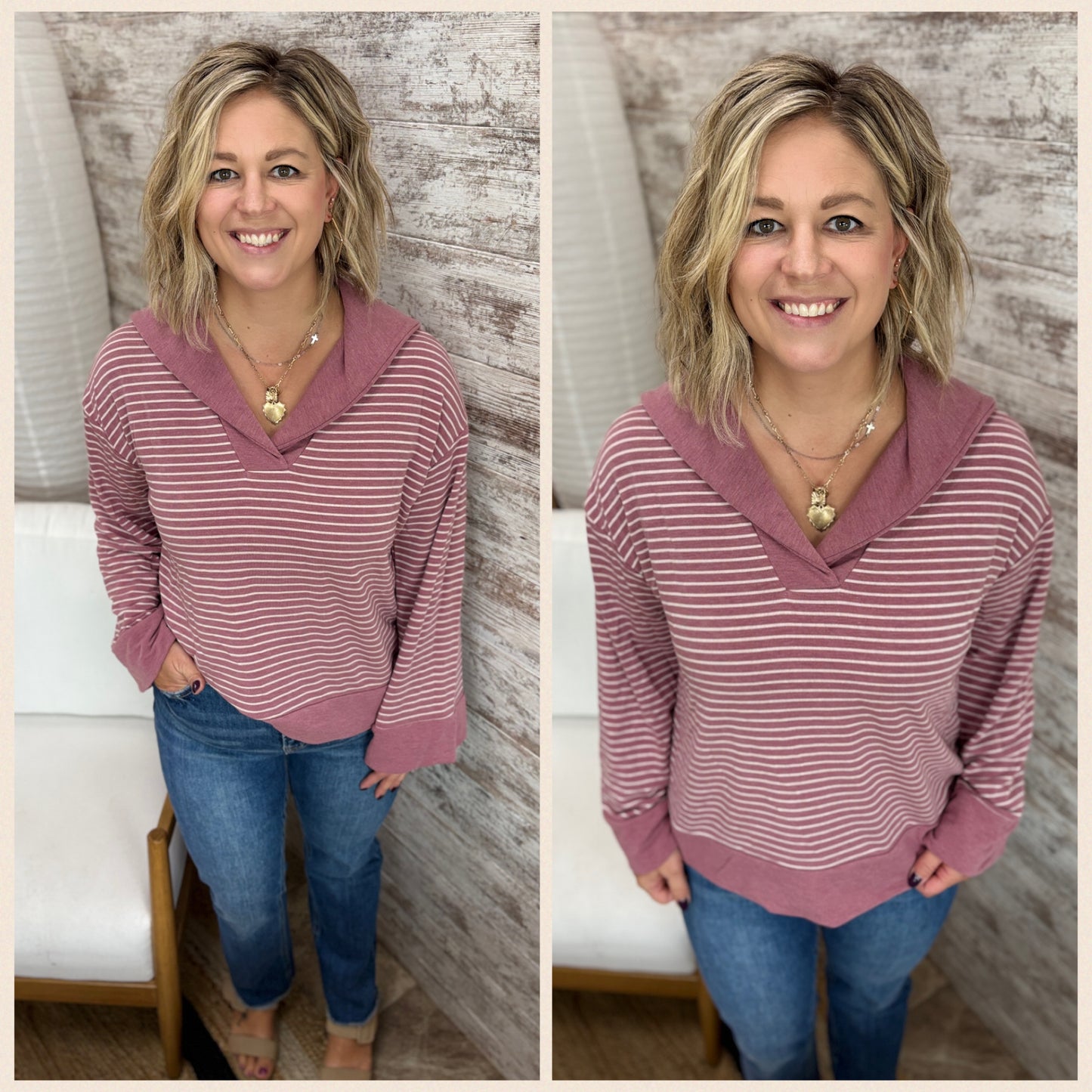 French Terry Striped Pullover ~ 2 Colors