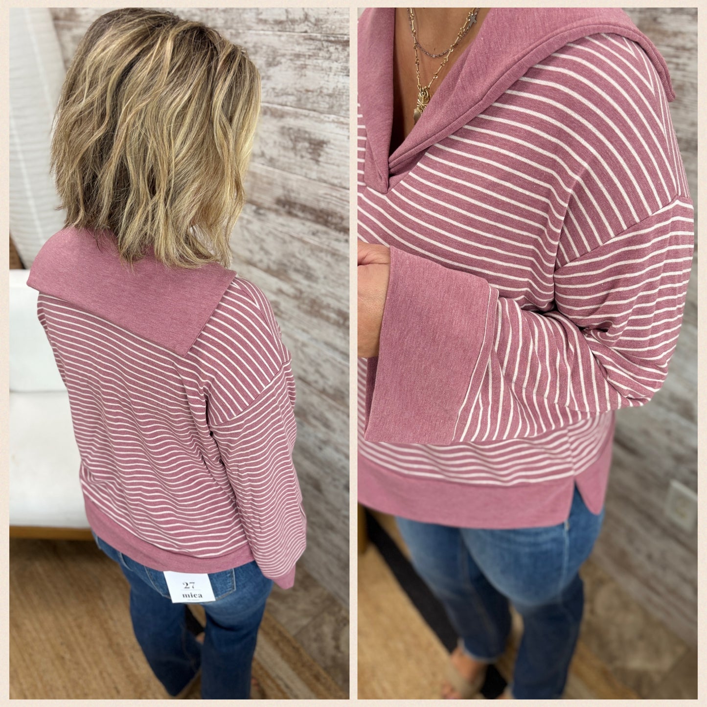 French Terry Striped Pullover ~ 2 Colors