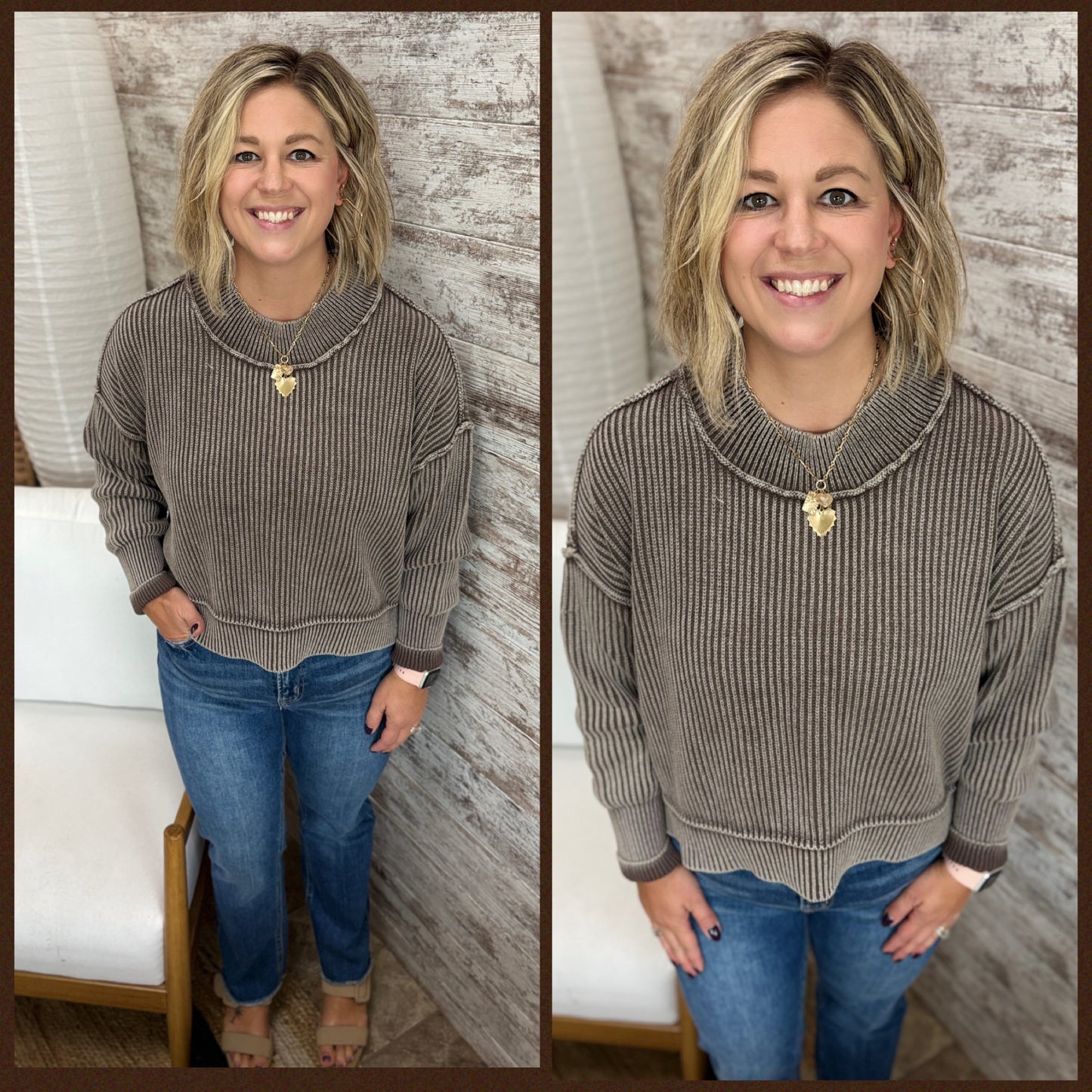 Washed Cropped Oversize Sweater  ~ 3 Colors