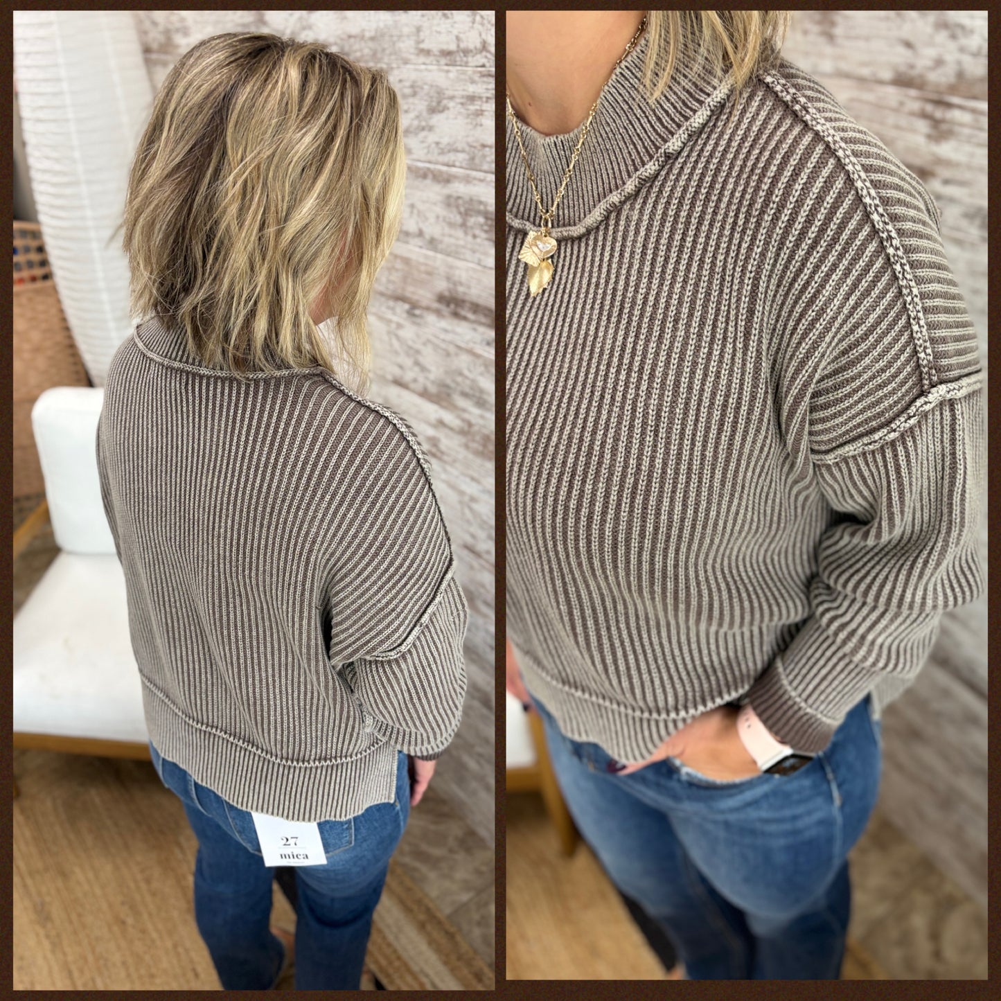 Washed Cropped Oversize Sweater  ~ 3 Colors