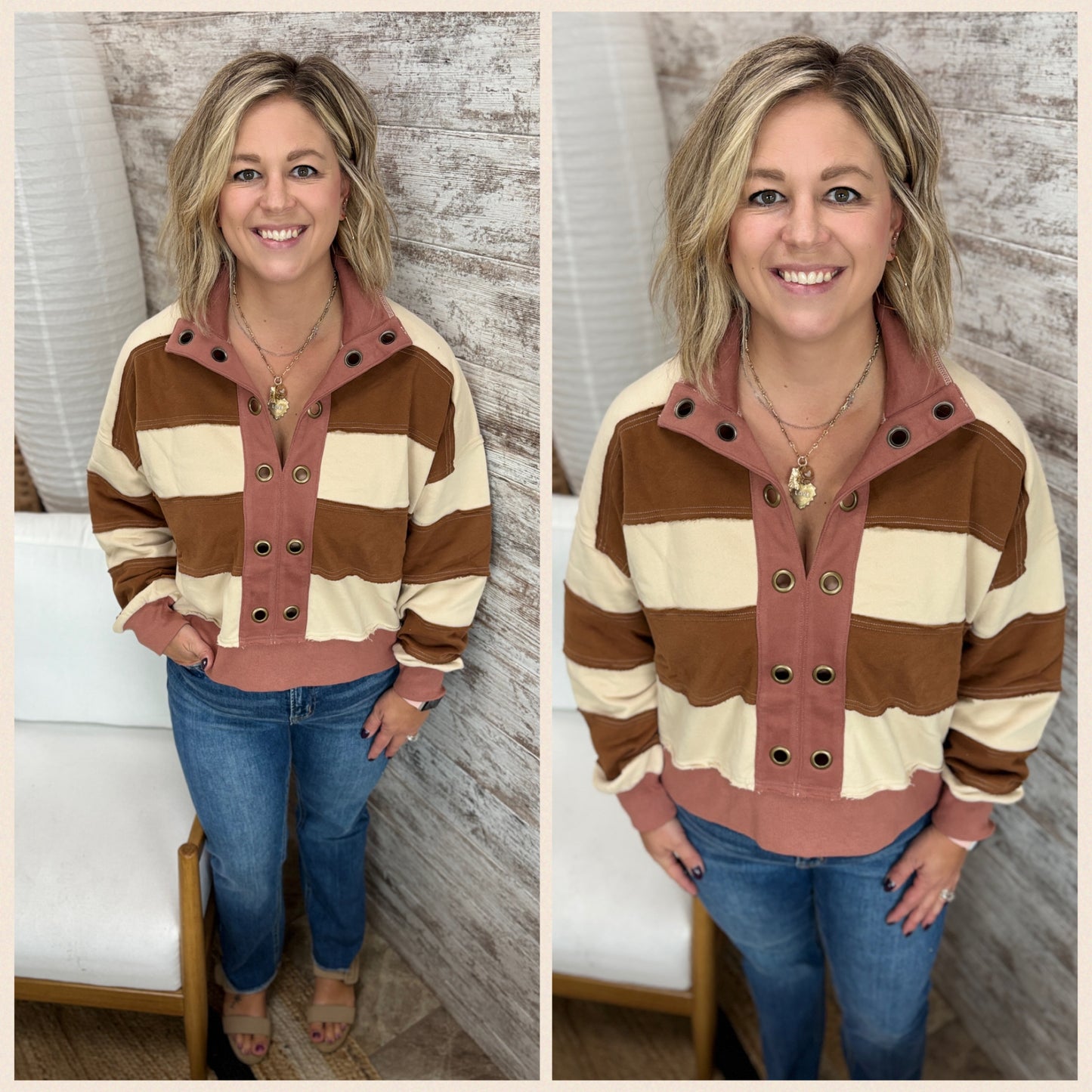 Mauve Pullover with Button Detail