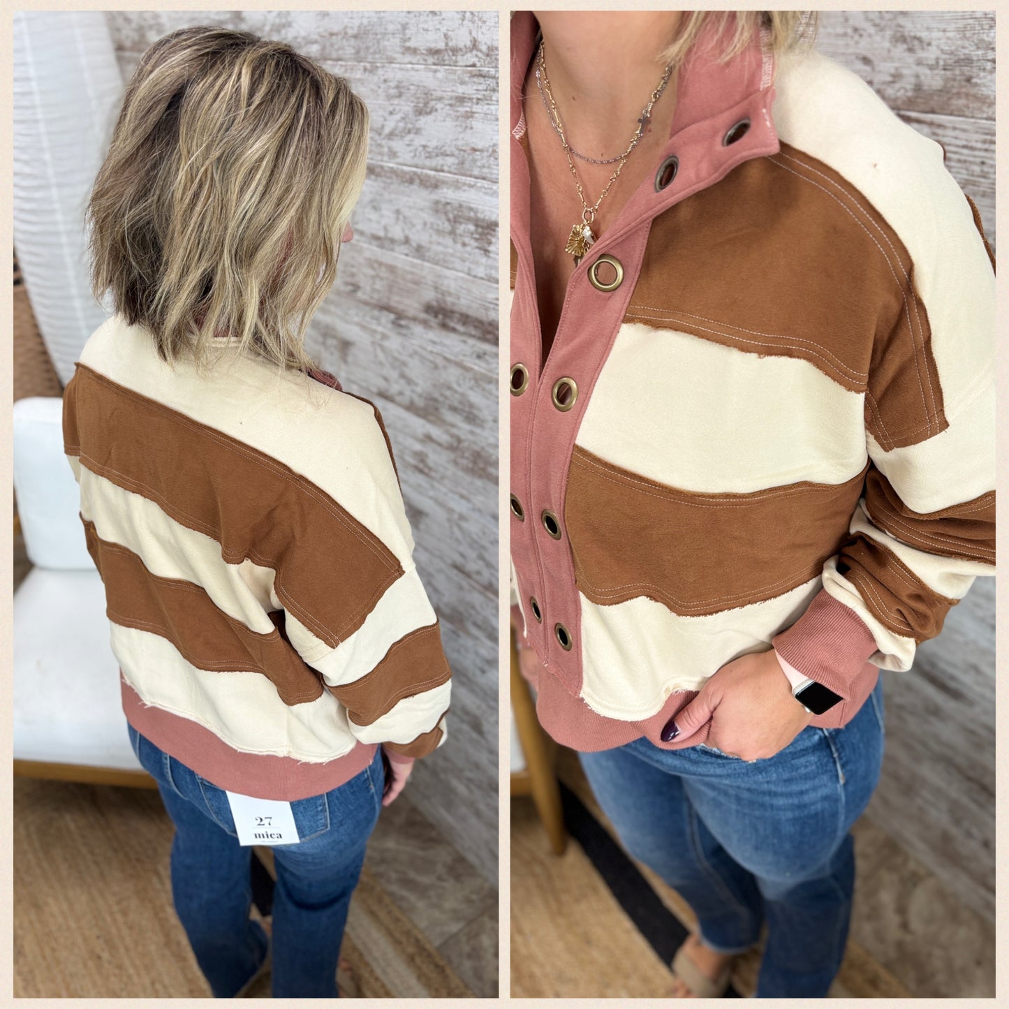Mauve Pullover with Button Detail