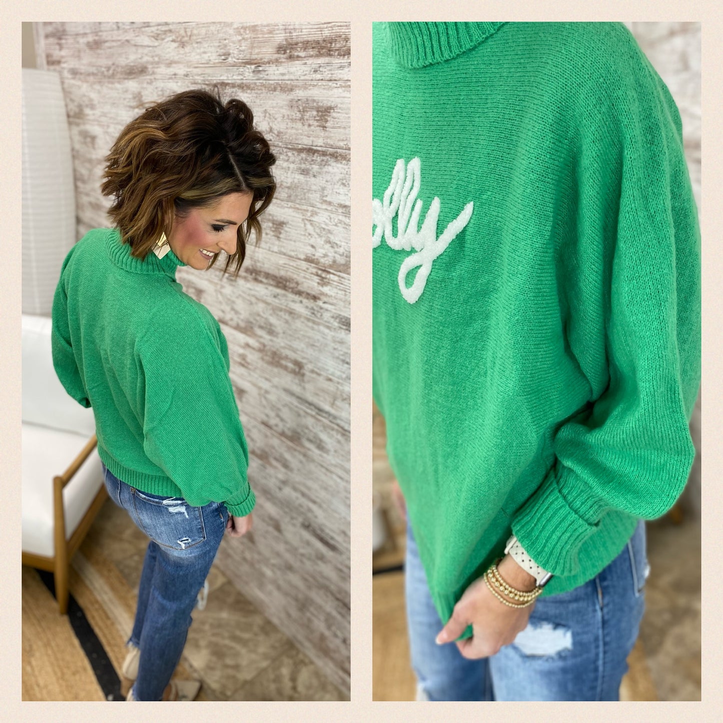 Jolly Kelly Green Turtleneck Sweater – Kenny Rose Boutique