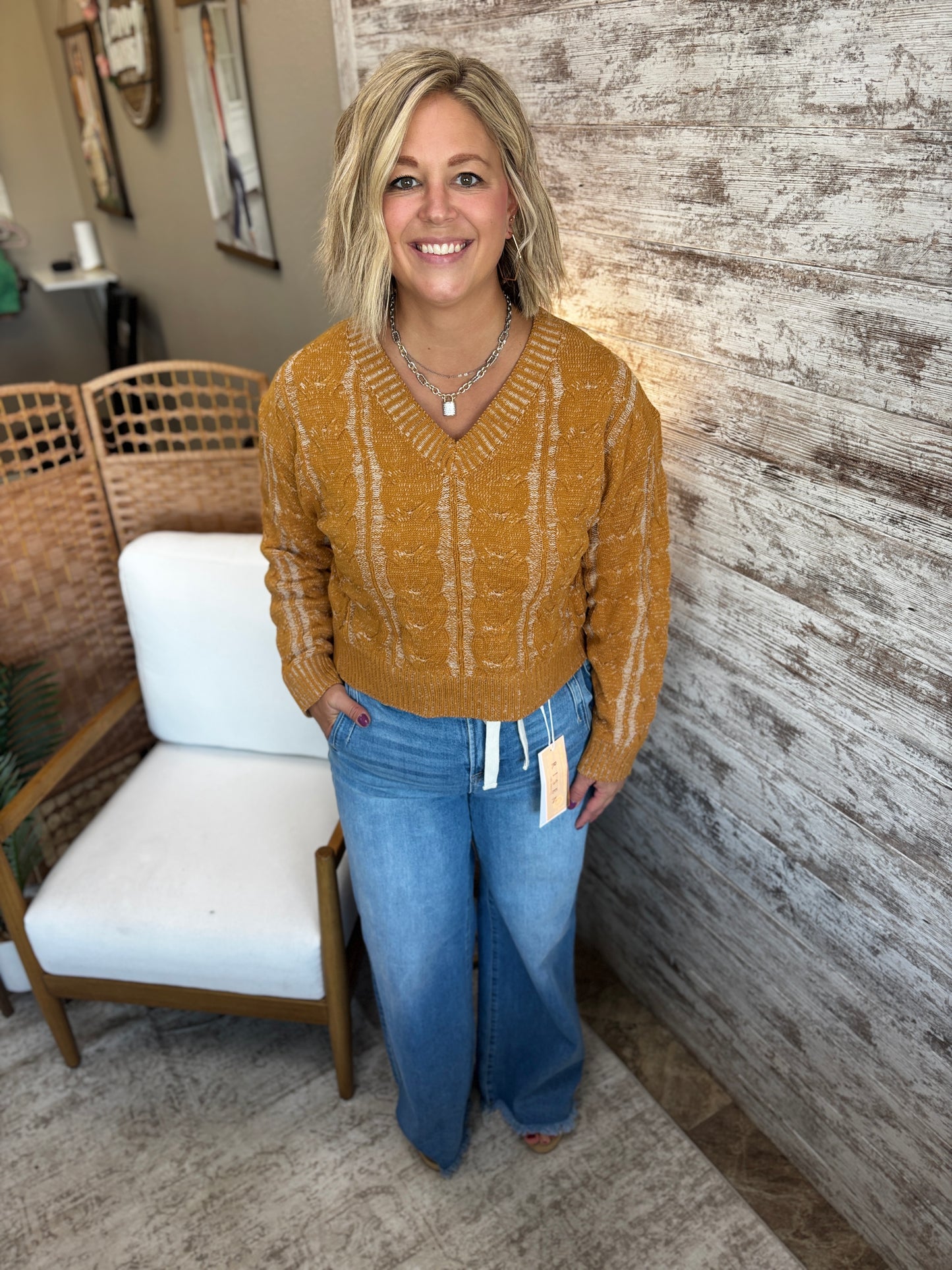 Golden Mustard Twisted Sweater