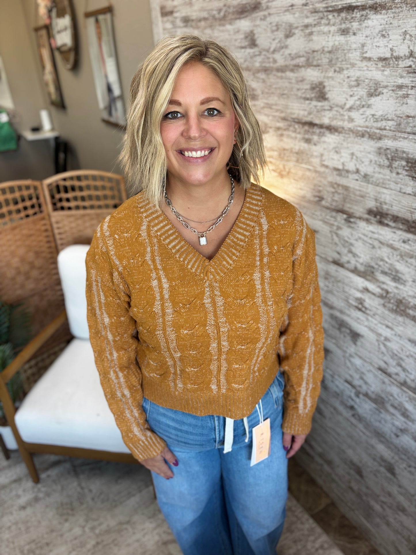 Golden Mustard Twisted Sweater
