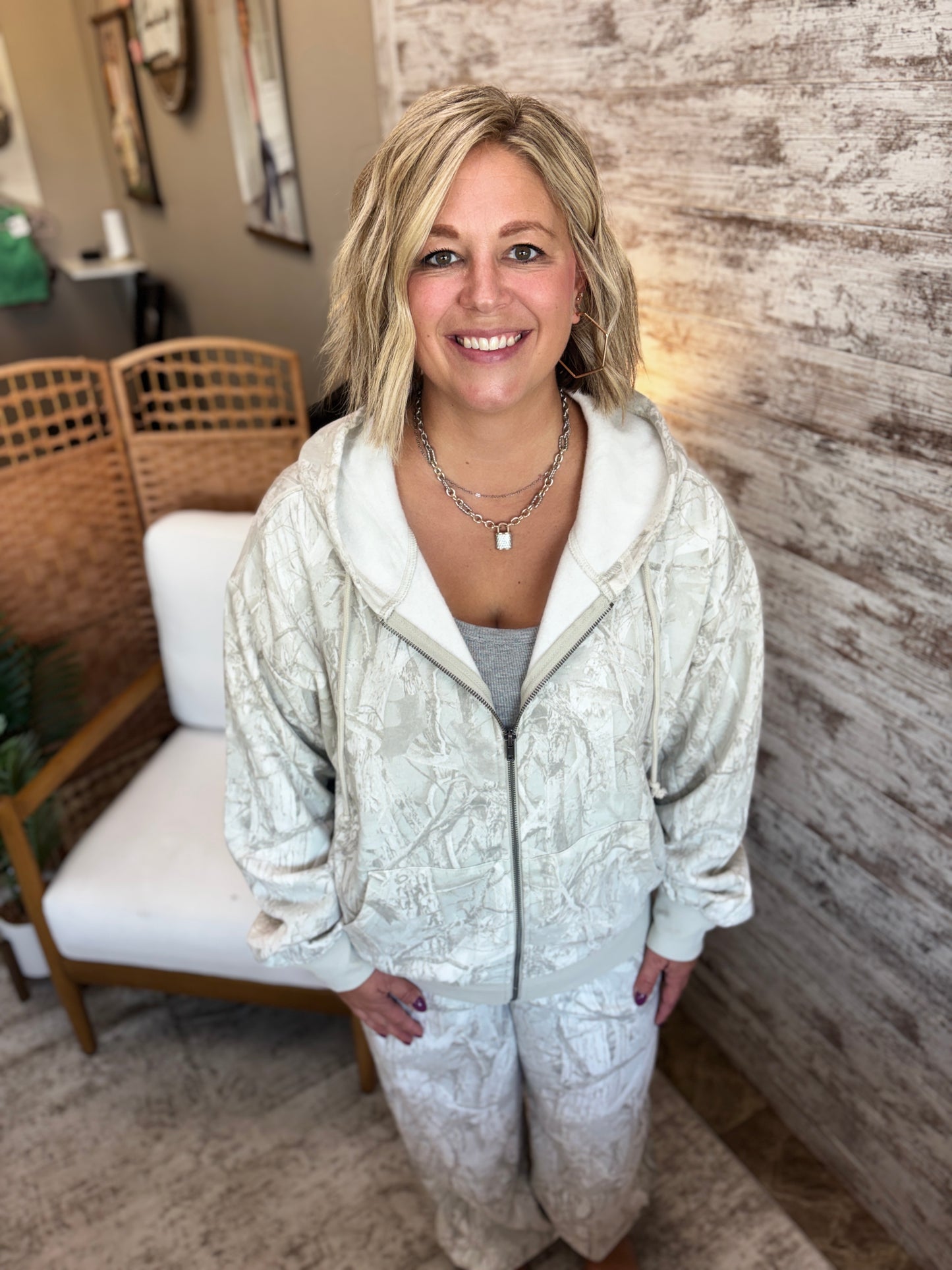 Gray Camo Zip Up