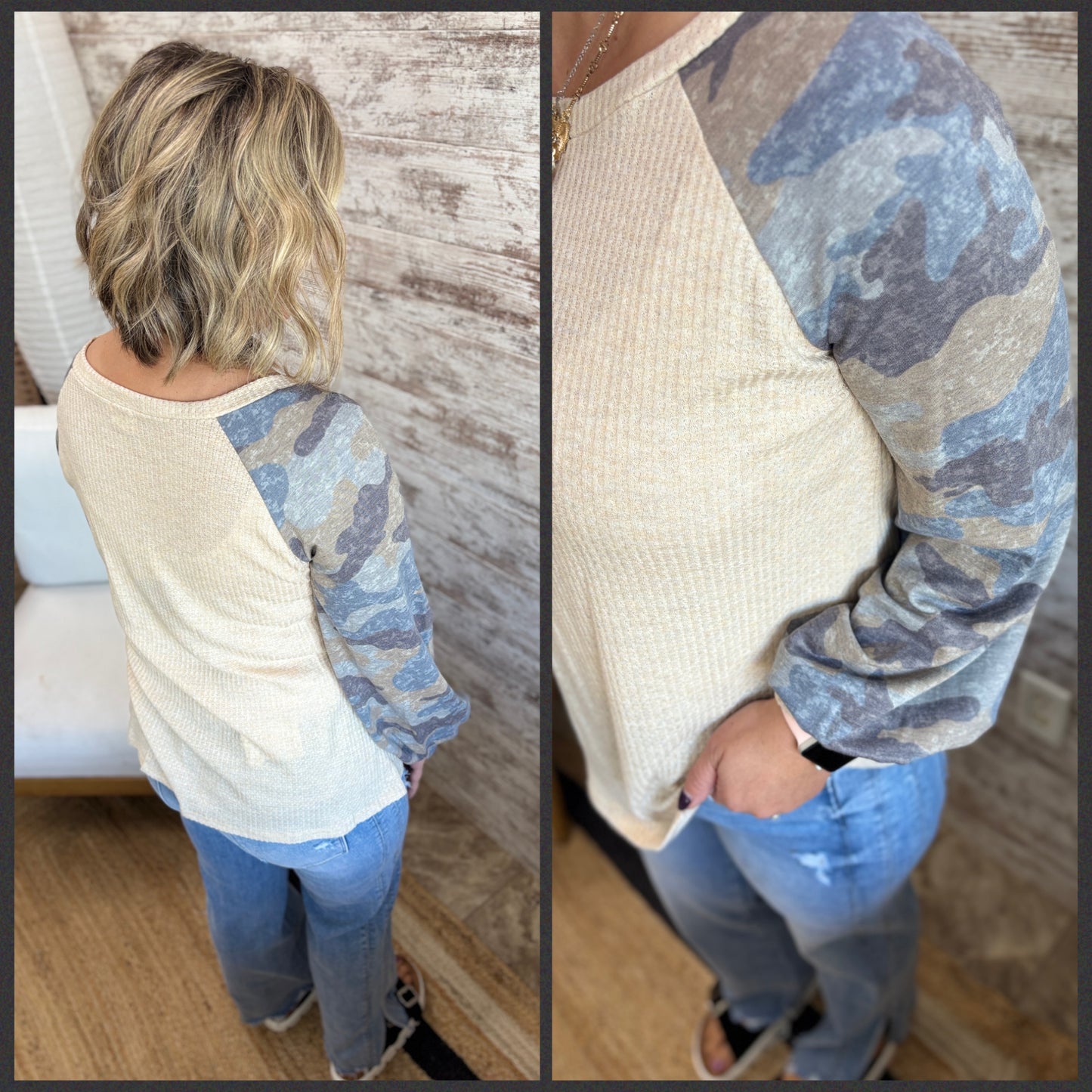 Oatmeal Camo Print Long Sleeve