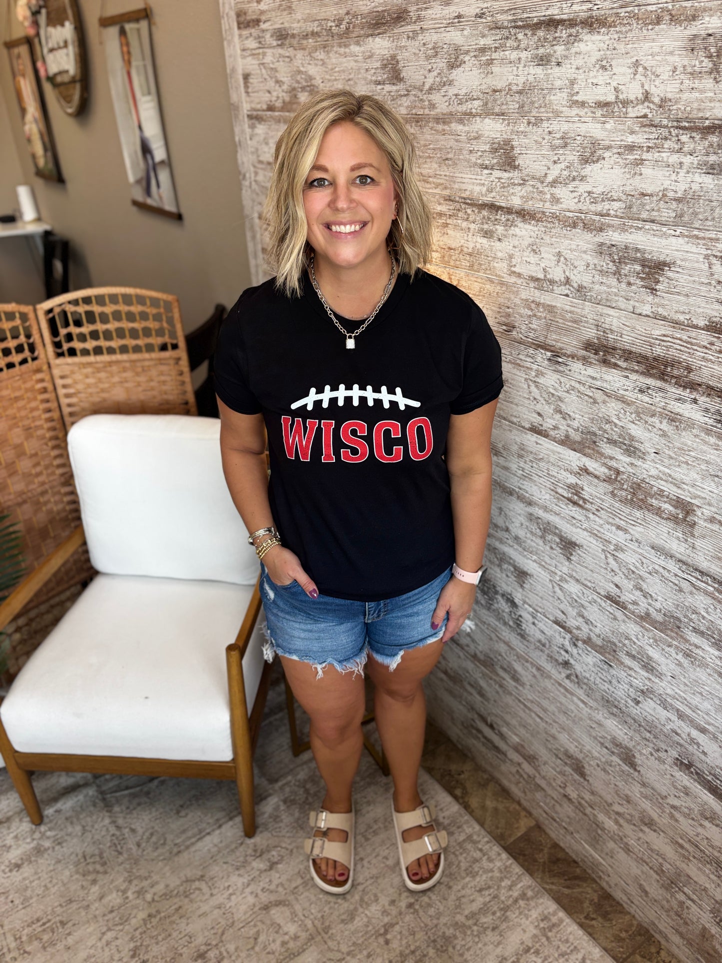 Wisco Football Bella Canvas Jersey Black Tee~ Unisex and Youth
