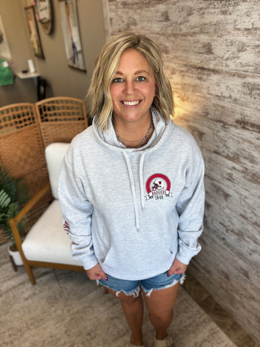 Badgers Football Vintage Gildan Softstyle Sport Grey Hoodie~ Youth and Adult Sizes