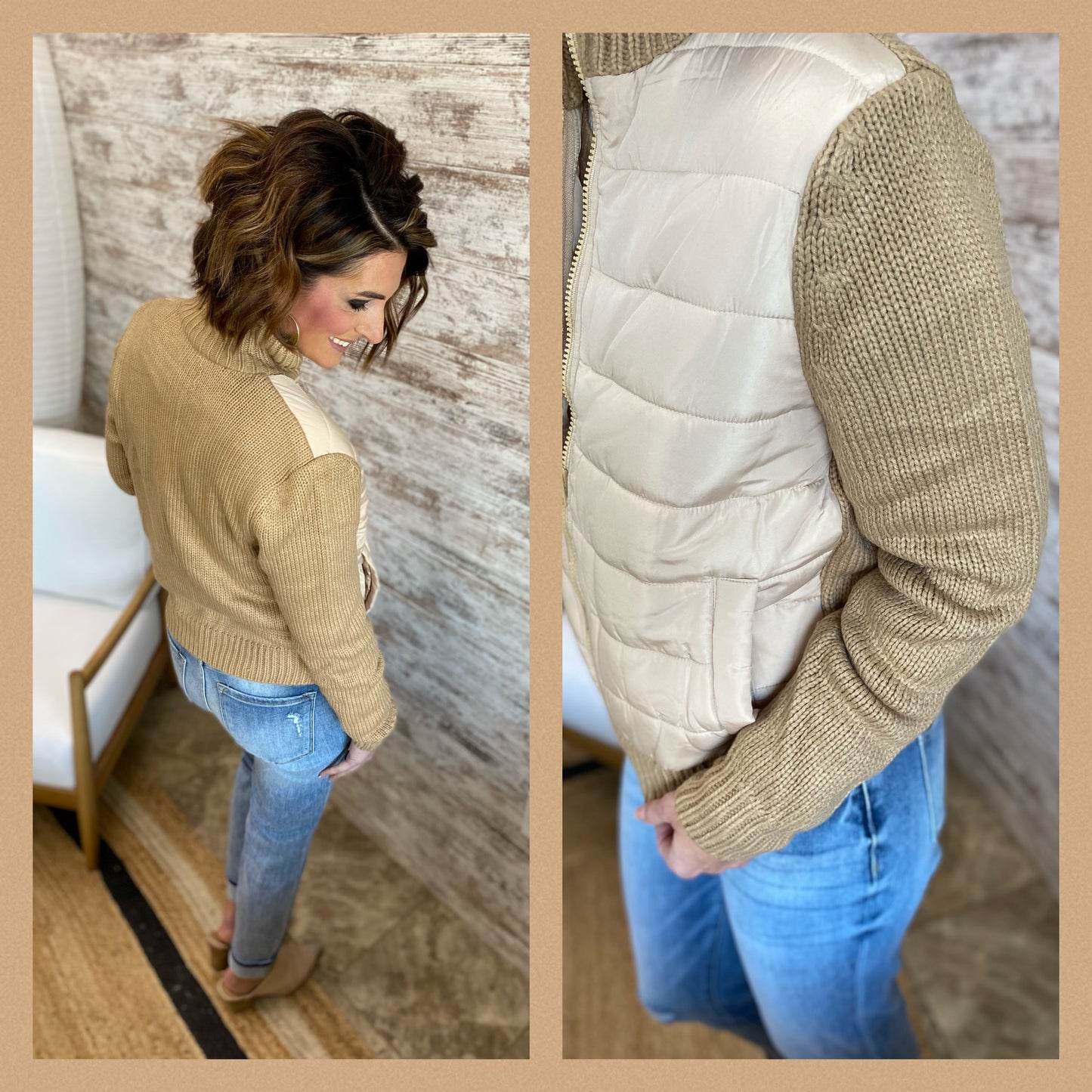 High Collared Zipper Sweater Jacket