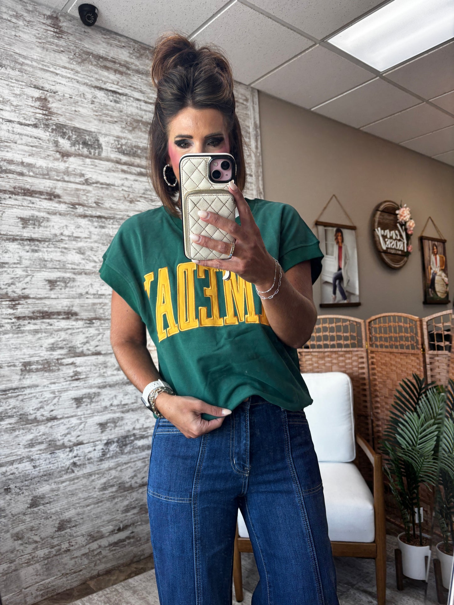 Green and Gold Game Day Short Sleeve Crew