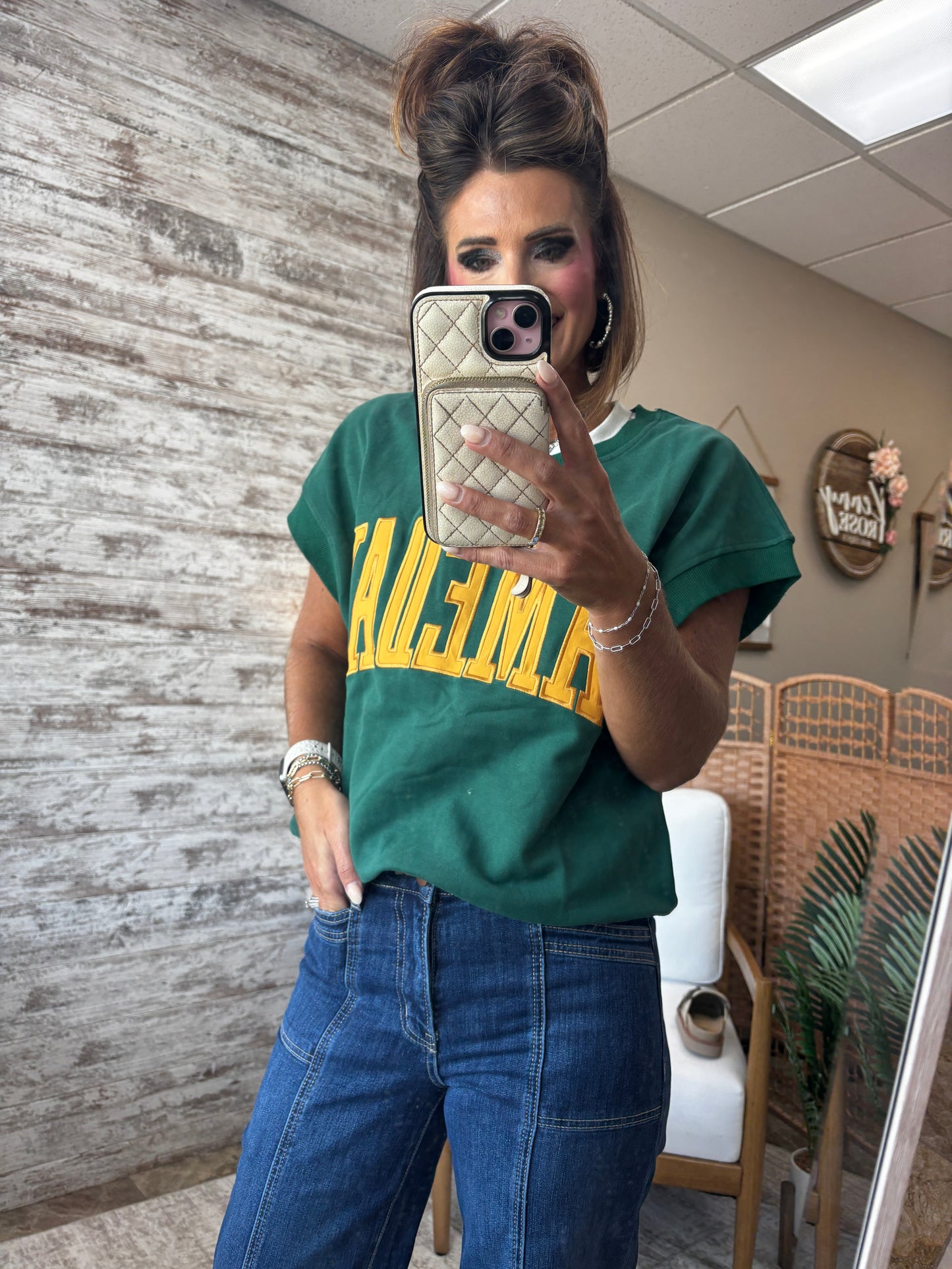 Green and Gold Game Day Short Sleeve Crew