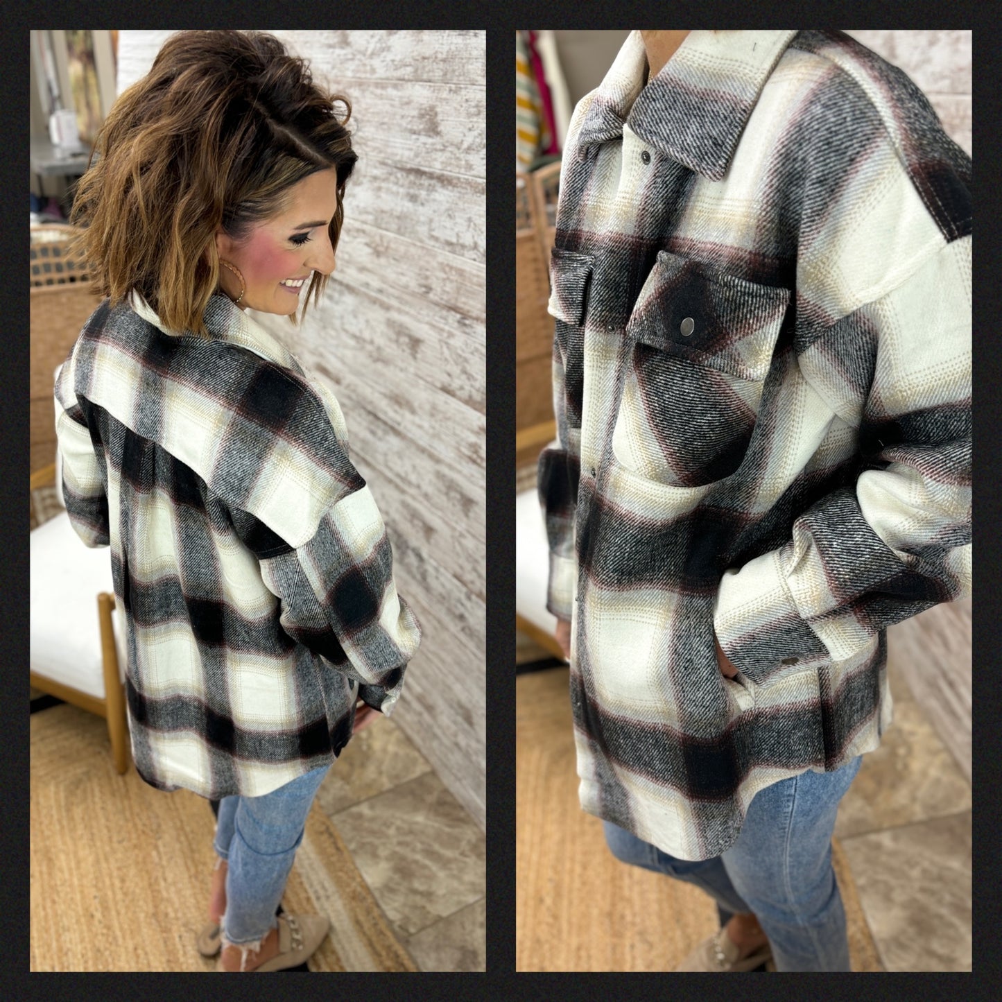 Fornia Soft Charcoal Plaid Shacket