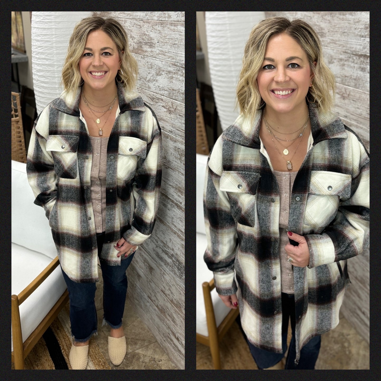 Fornia Soft Charcoal Plaid Shacket