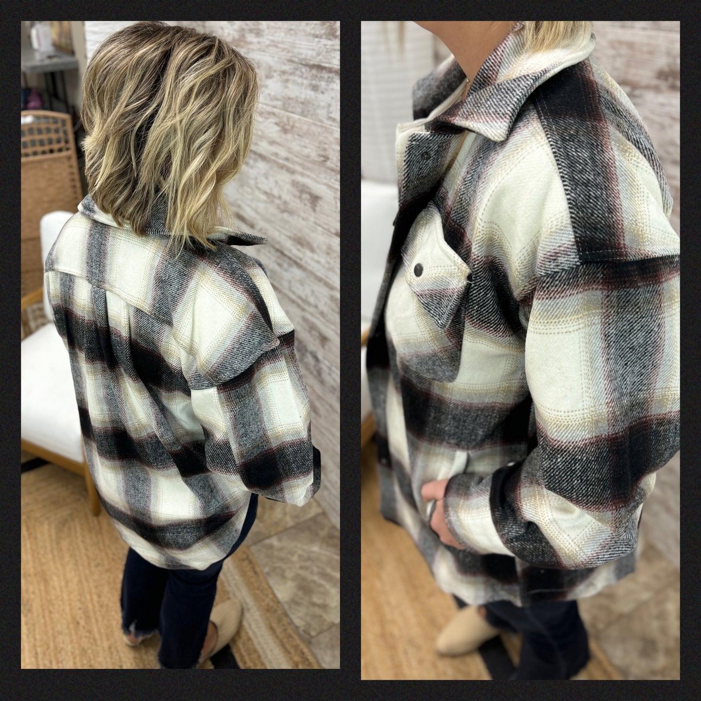 Fornia Soft Charcoal Plaid Shacket