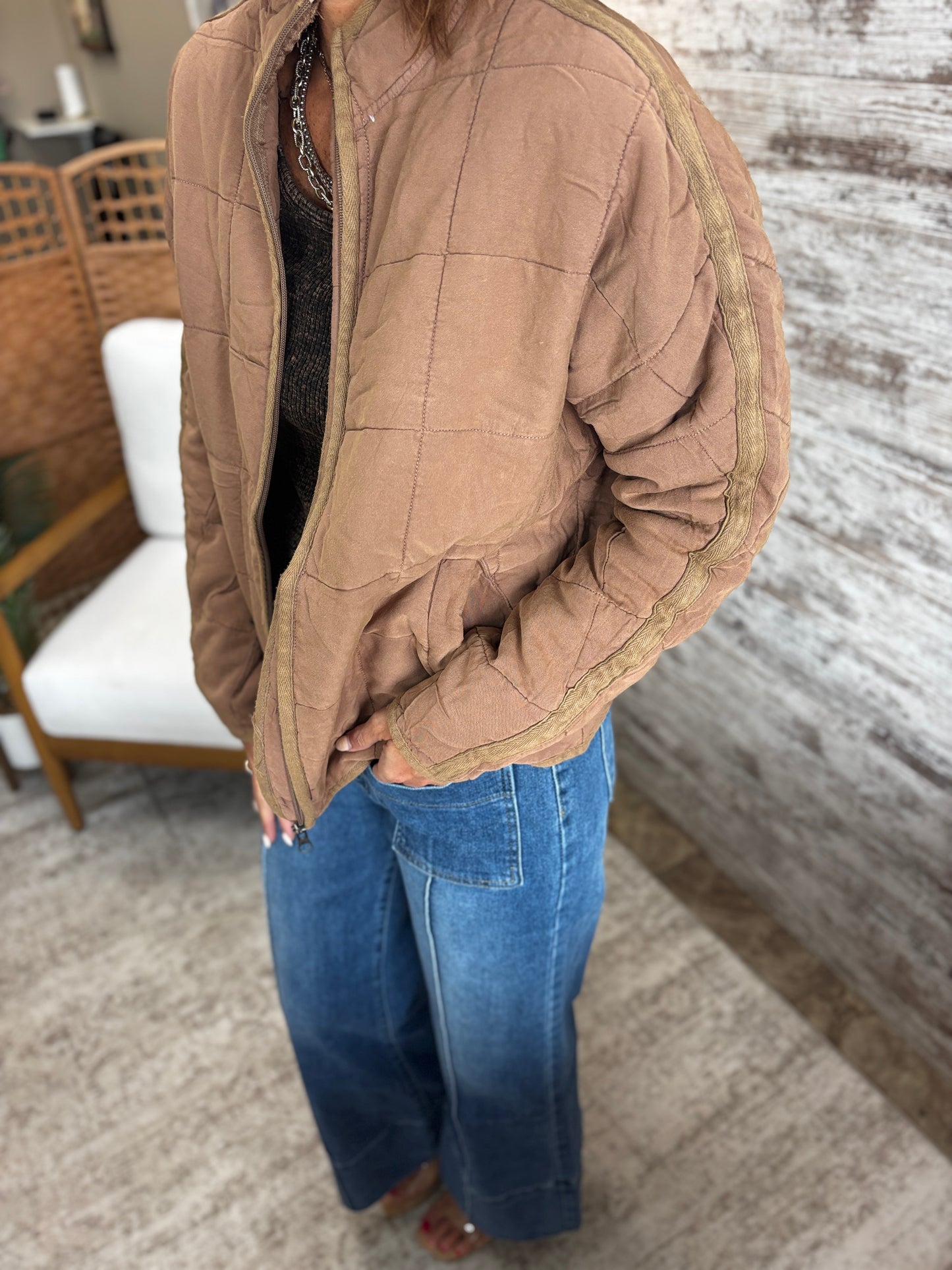 Tan Soft Quilted Jacket