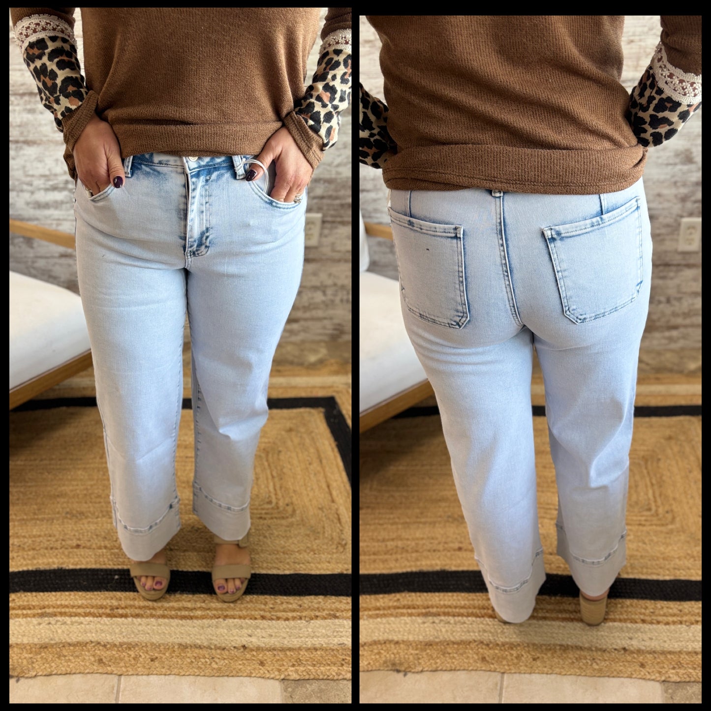 Kancan Light Wash Cropped Wide Leg KC20085L