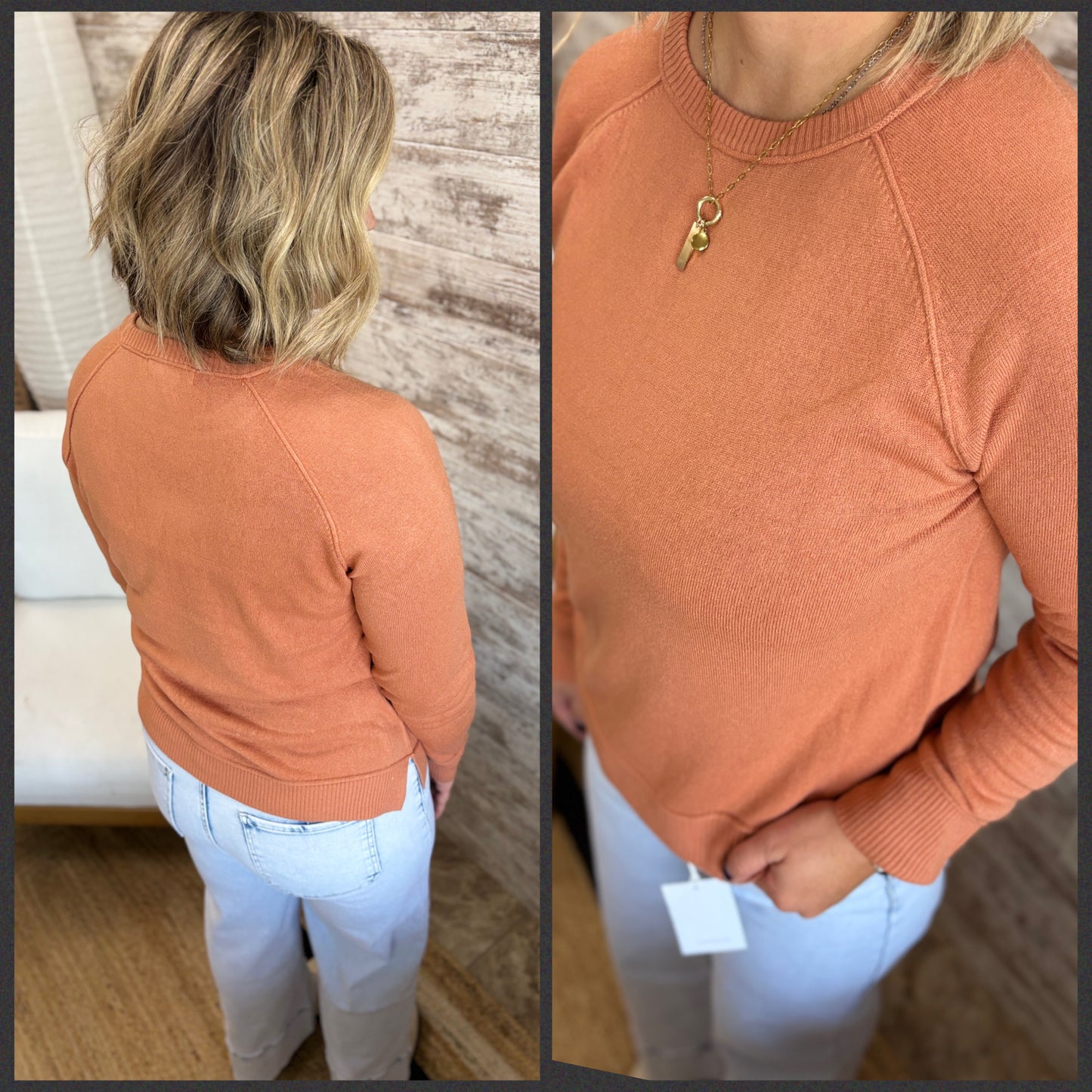 Terracotta Solid Crew Sweater