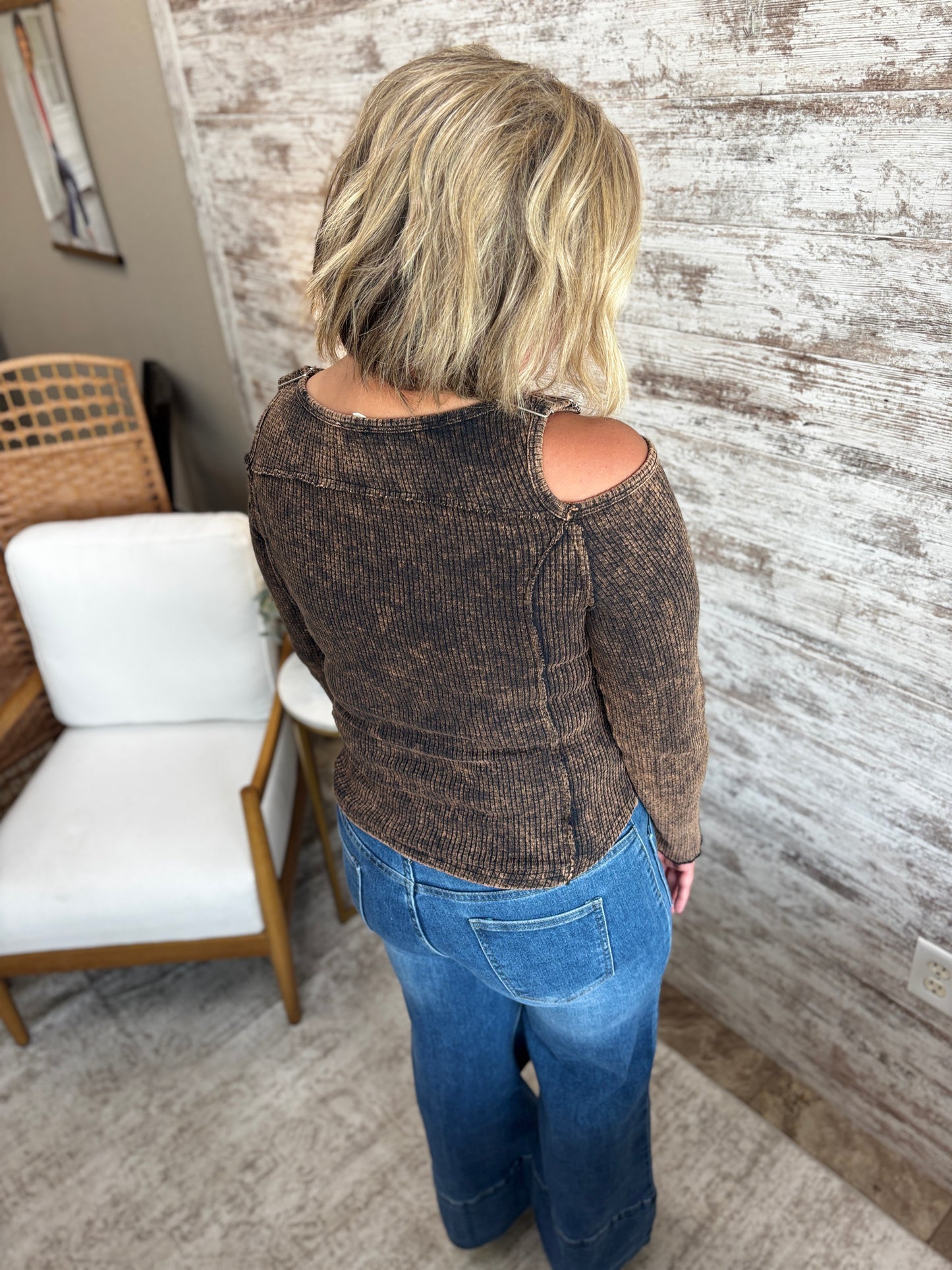 Stone Black Vintage Top With Buckle Detail