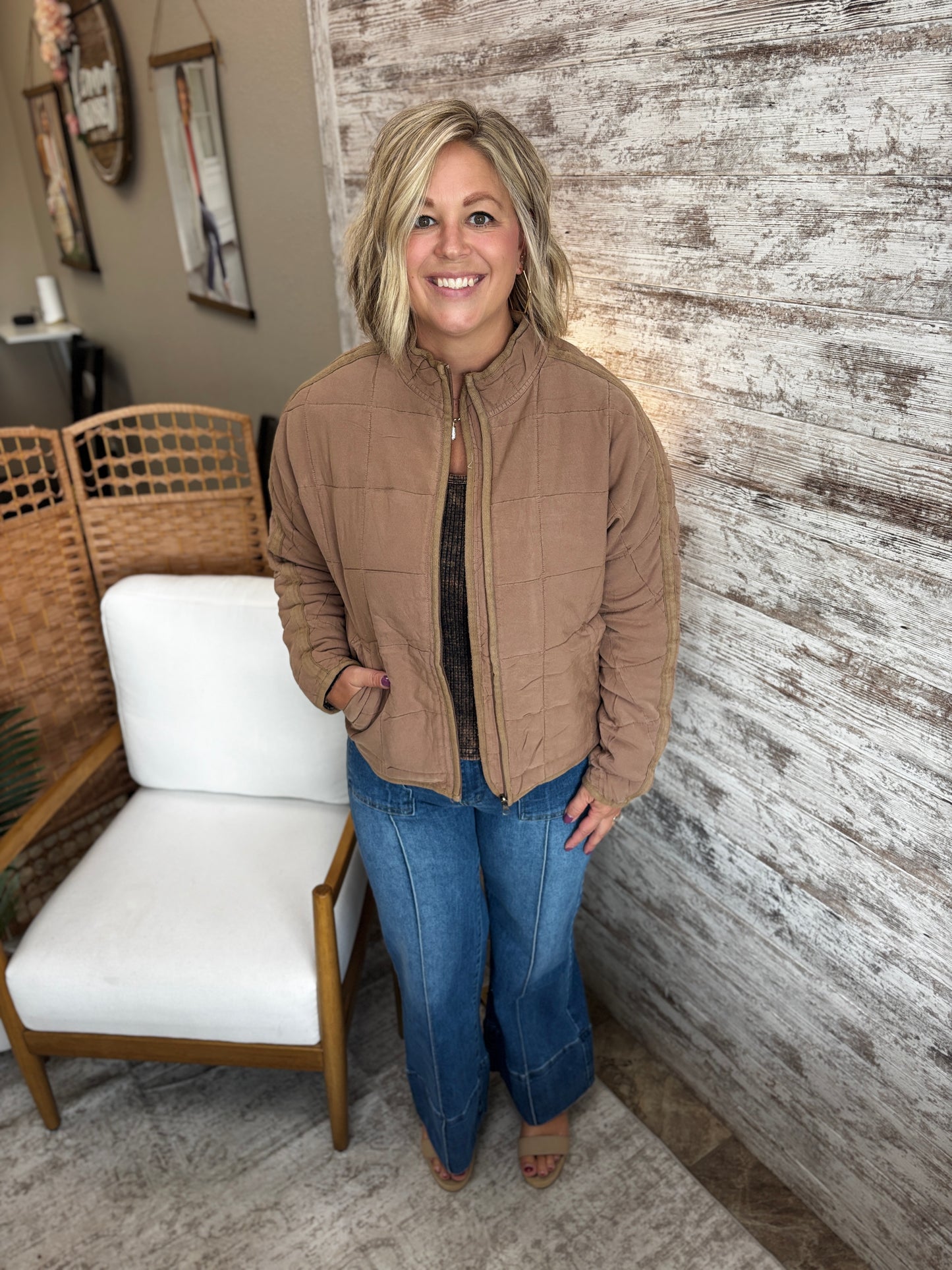 Tan Soft Quilted Jacket