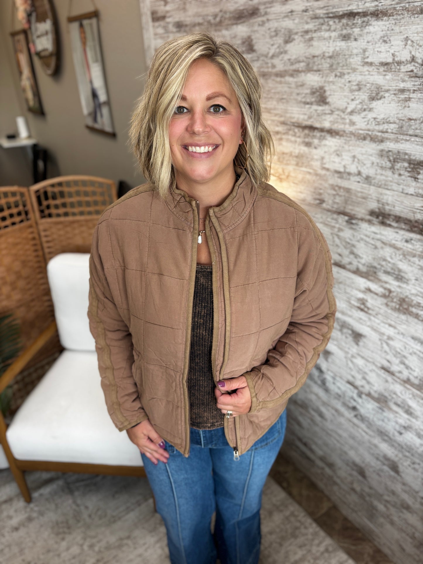 Tan Soft Quilted Jacket