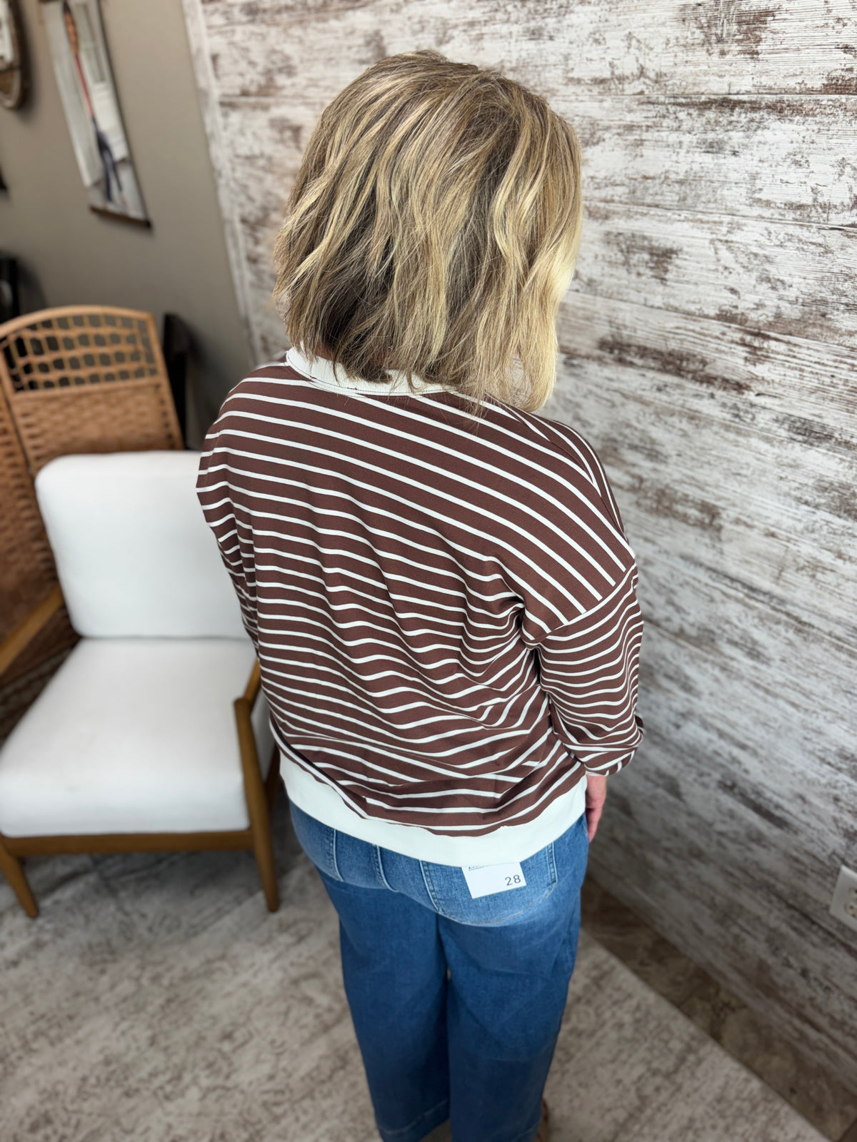 Brown Striped Crew Neck