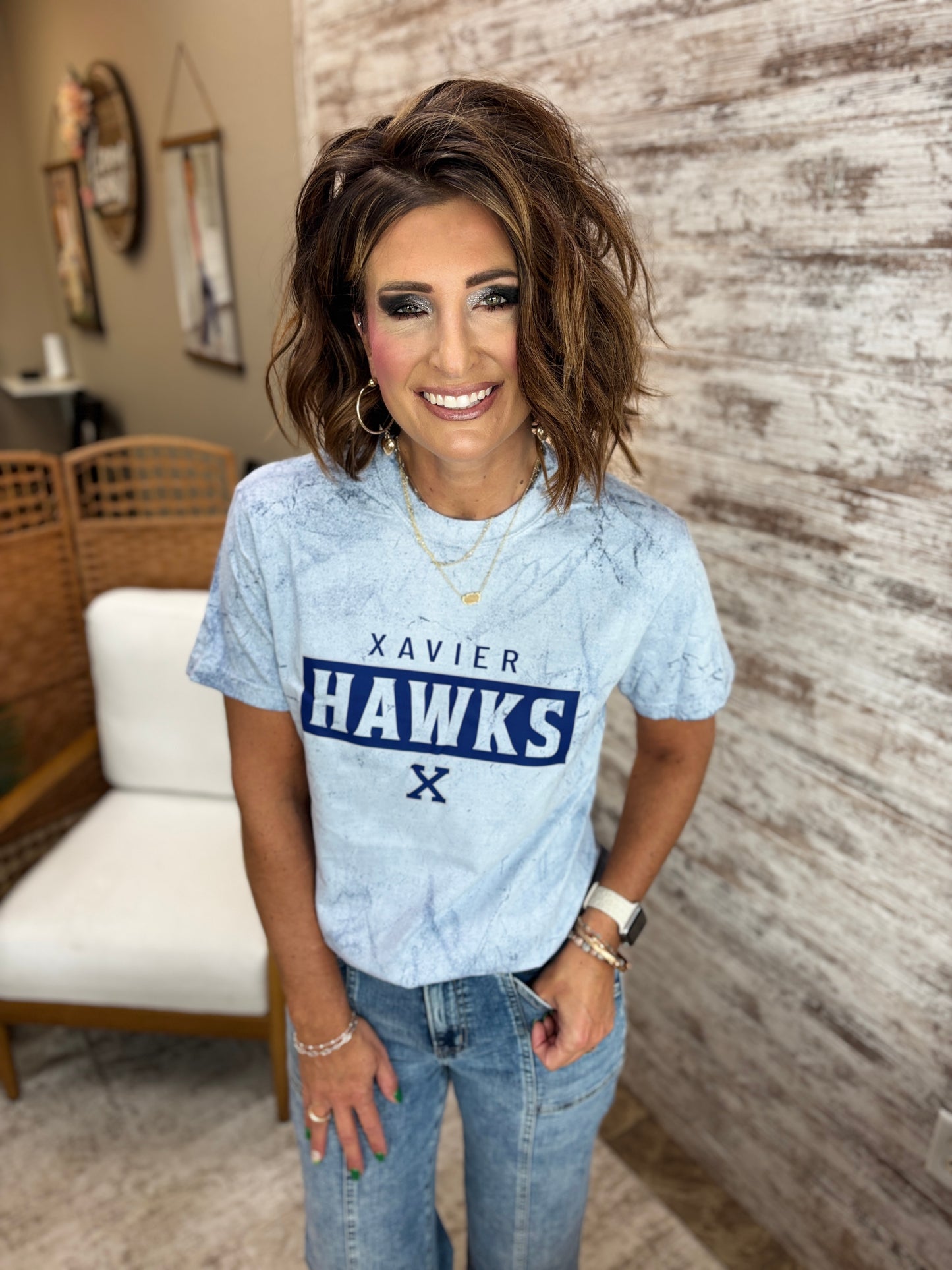 Xavier Hawks Comfort Colors Ocean Colorblast Tee~ Adult