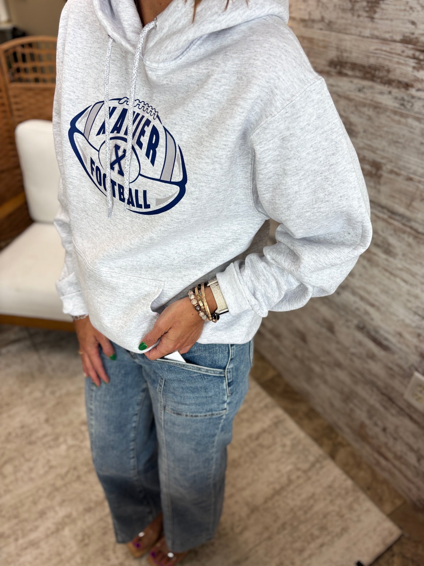 Xavier Hawks Ash Port & Company Hoodie~ Youth and Adult
