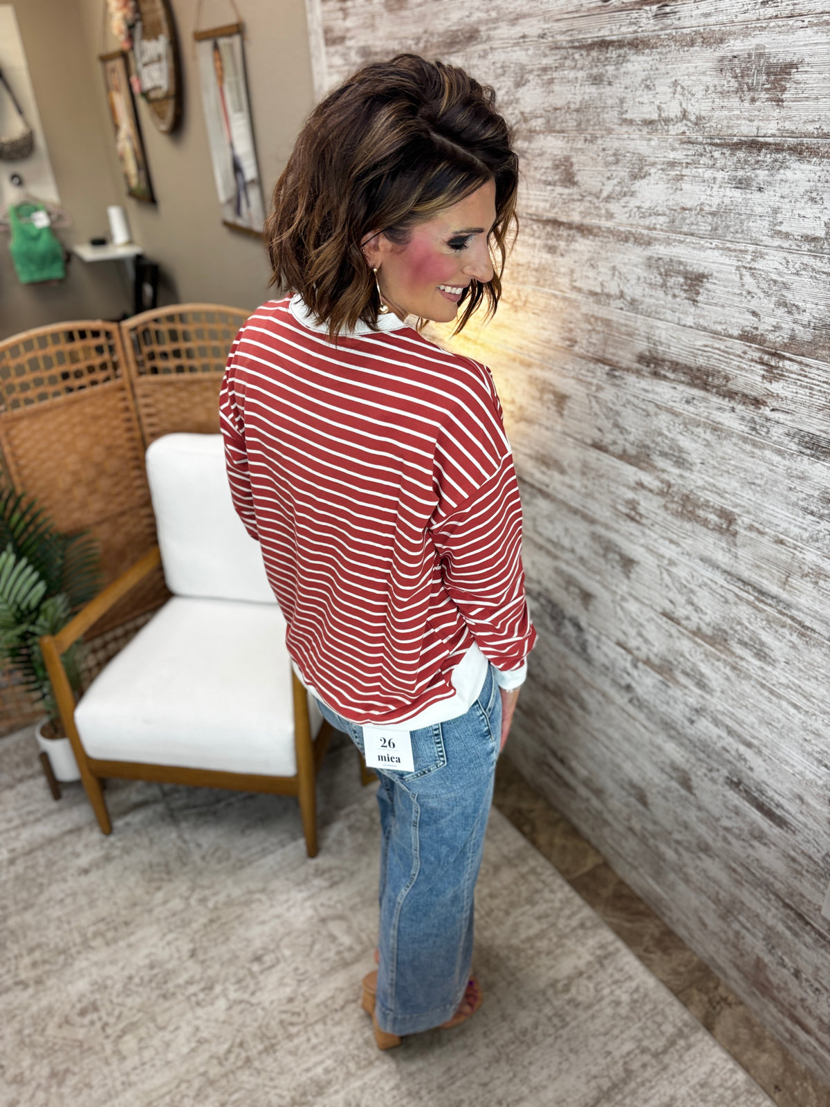 Brown Striped Crew Neck ~ 3 Colors