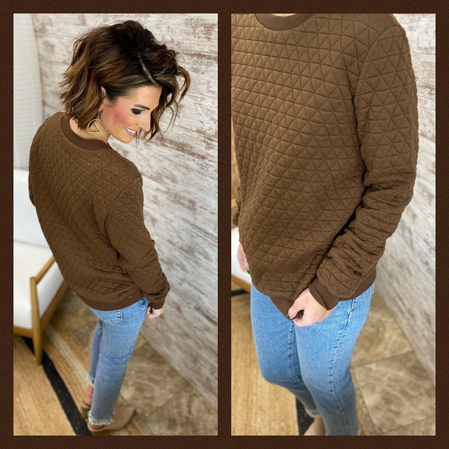 Espresso Quilted Pullover