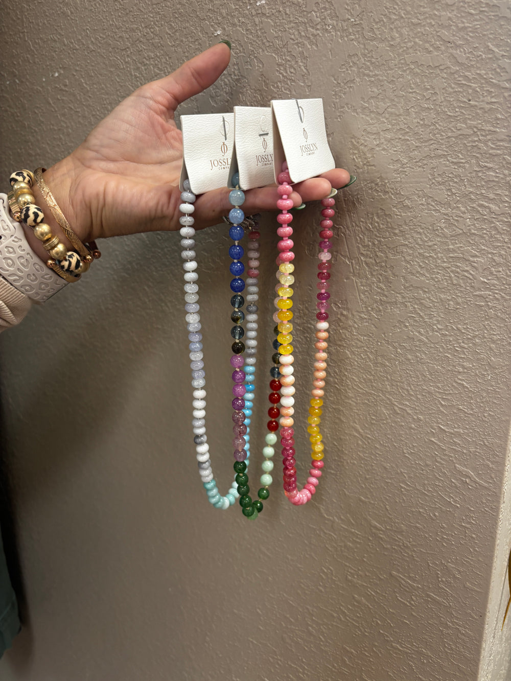 Natural Agate Glass Semi Precious Bead Necklace ~ 3 Colors