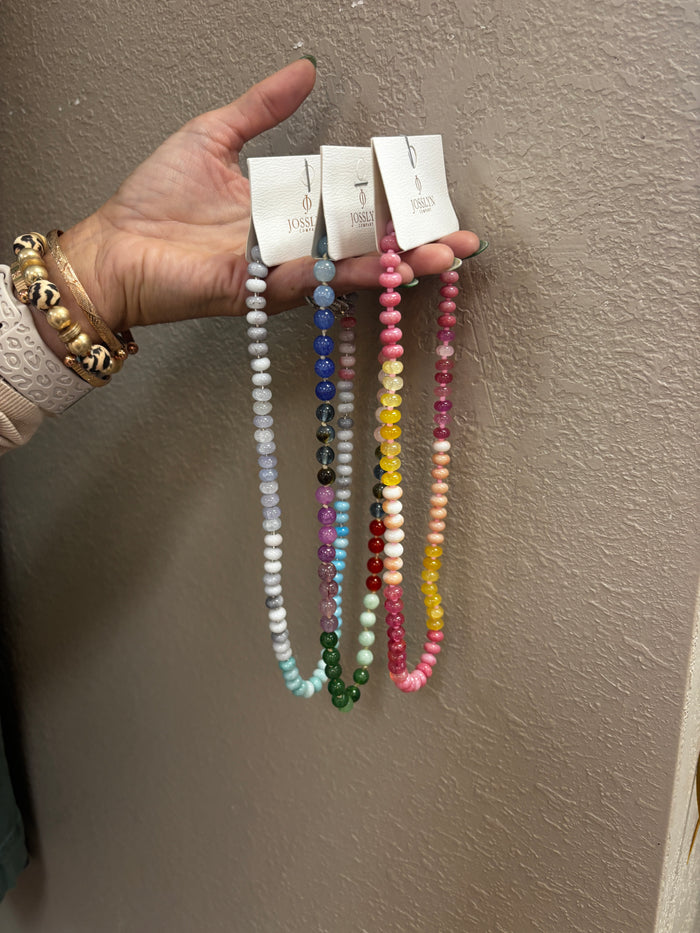 Natural Agate Glass Semi Precious Bead Necklace ~ 3 Colors