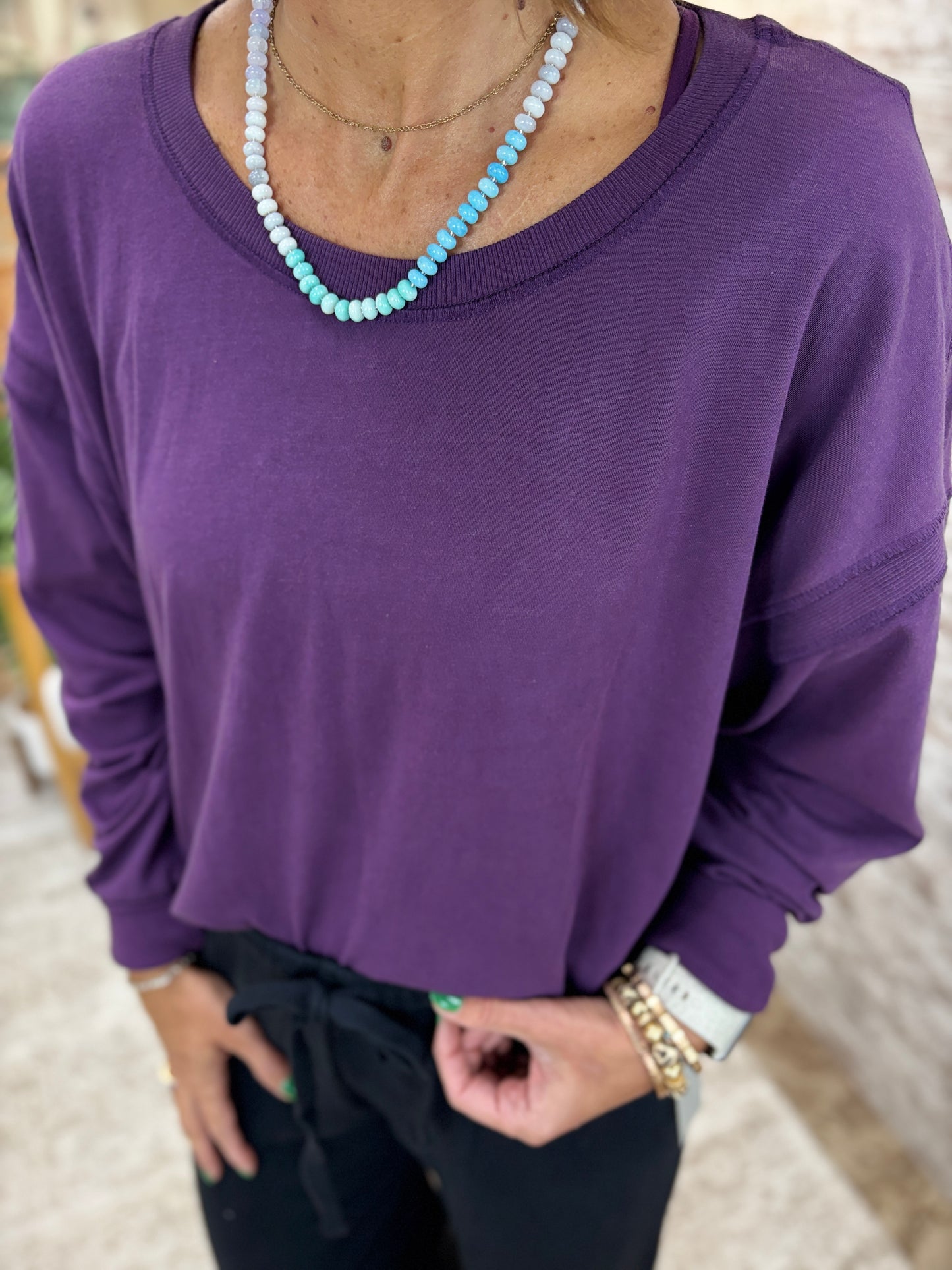 Natural Agate Glass Semi Precious Bead Necklace ~ 3 Colors
