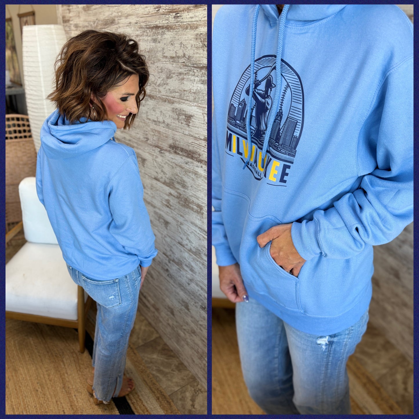 Milwaukee Baseball Columbia Blue Port & Company Hoodie ~ Youth and Adult