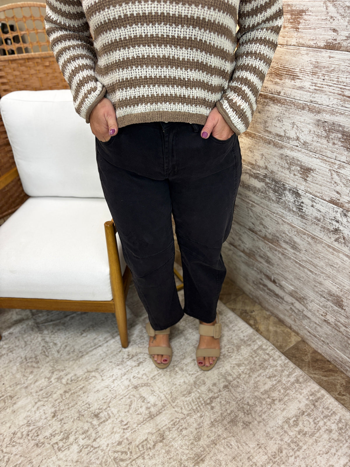 Zenana Black Denim Barrell Jeans DMP1758A