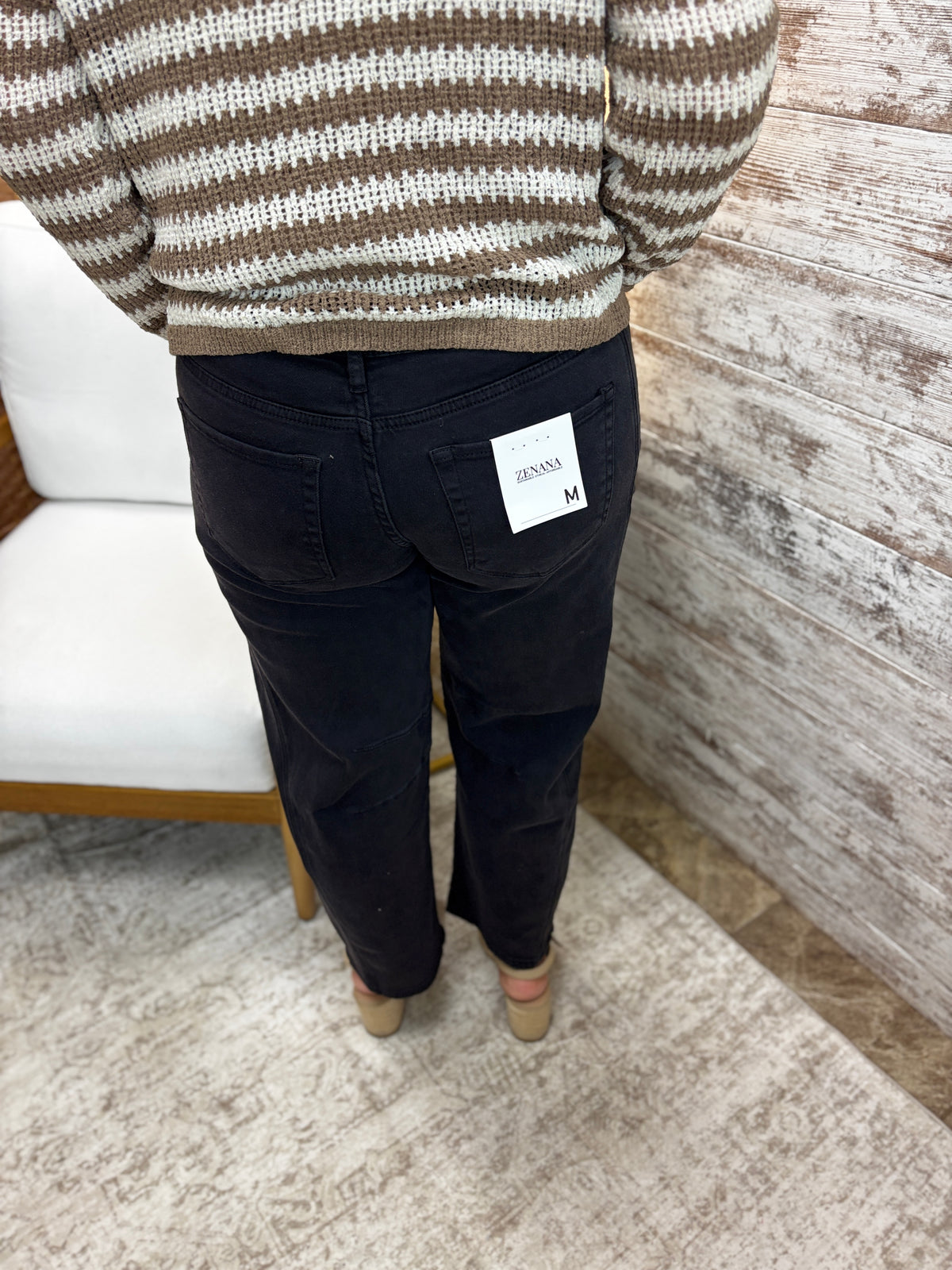 Zenana Black Denim Barrell Jeans DMP1758A