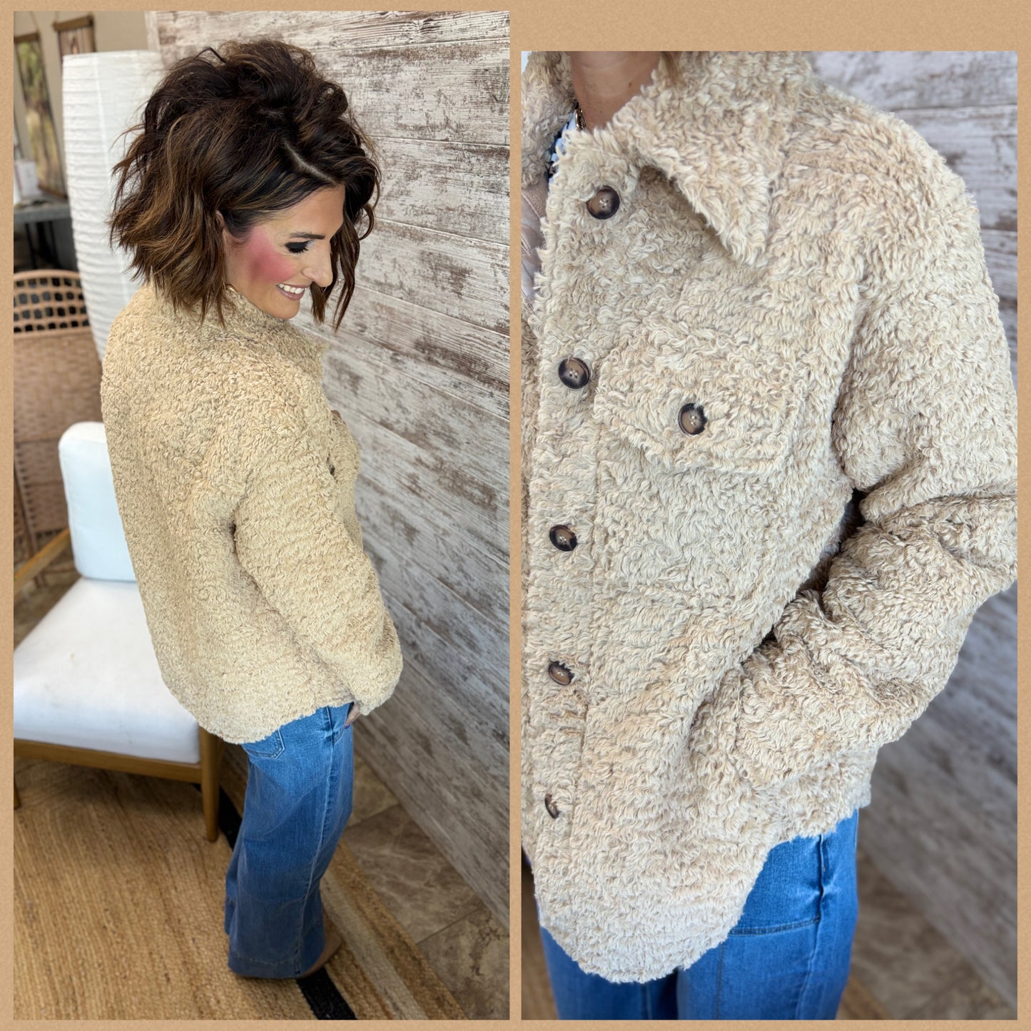 Teddy Bear Latte Woven Jacket