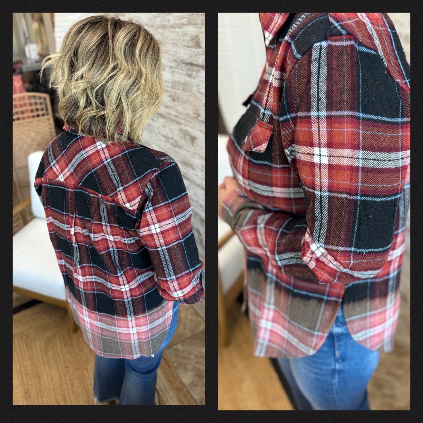 Bleach Dipped Flannel ~ 3 Colors