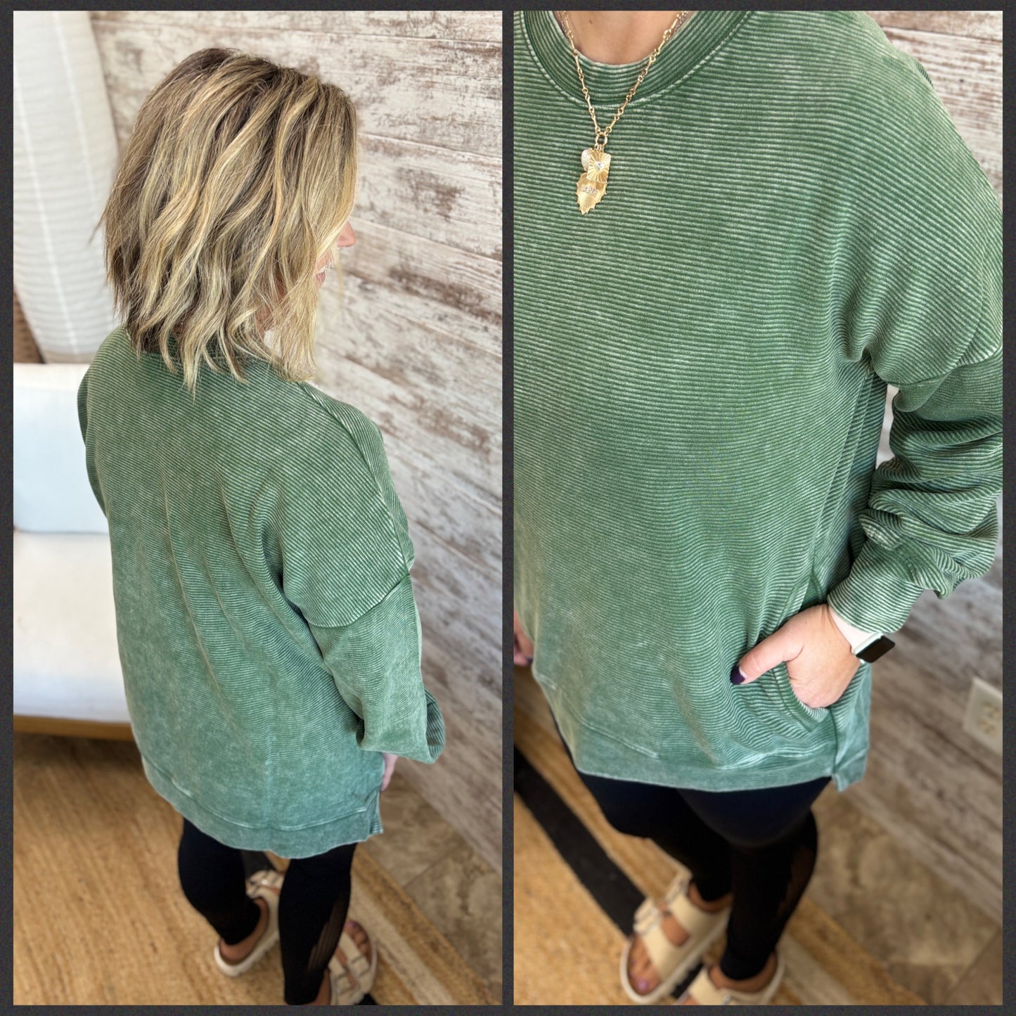 Acid Wash Double Ribbed Pullover ~ 2 Colors