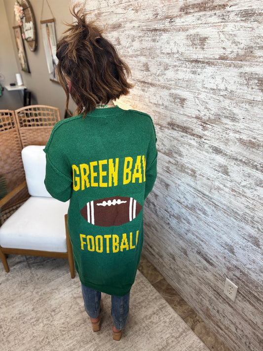 Green Bay Football Cardigan **PREORDER, will arrive in a week or so***