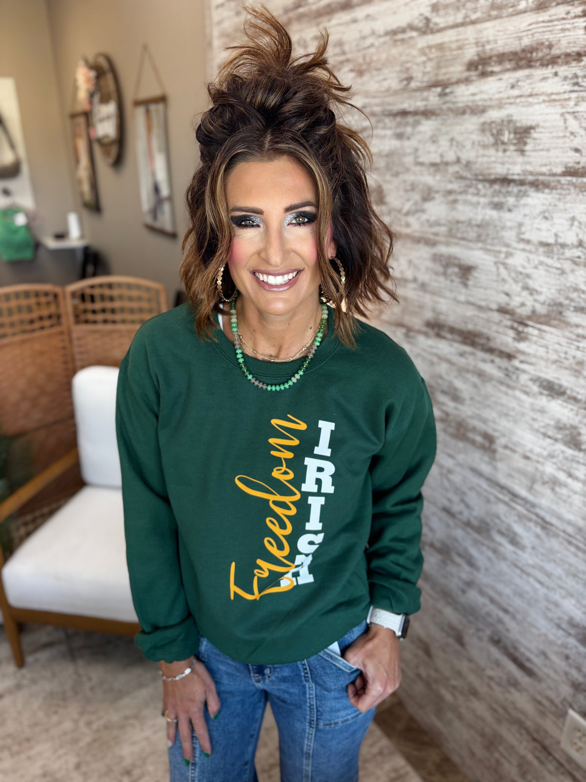 Freedom Irish Gildan Sport Green Crew