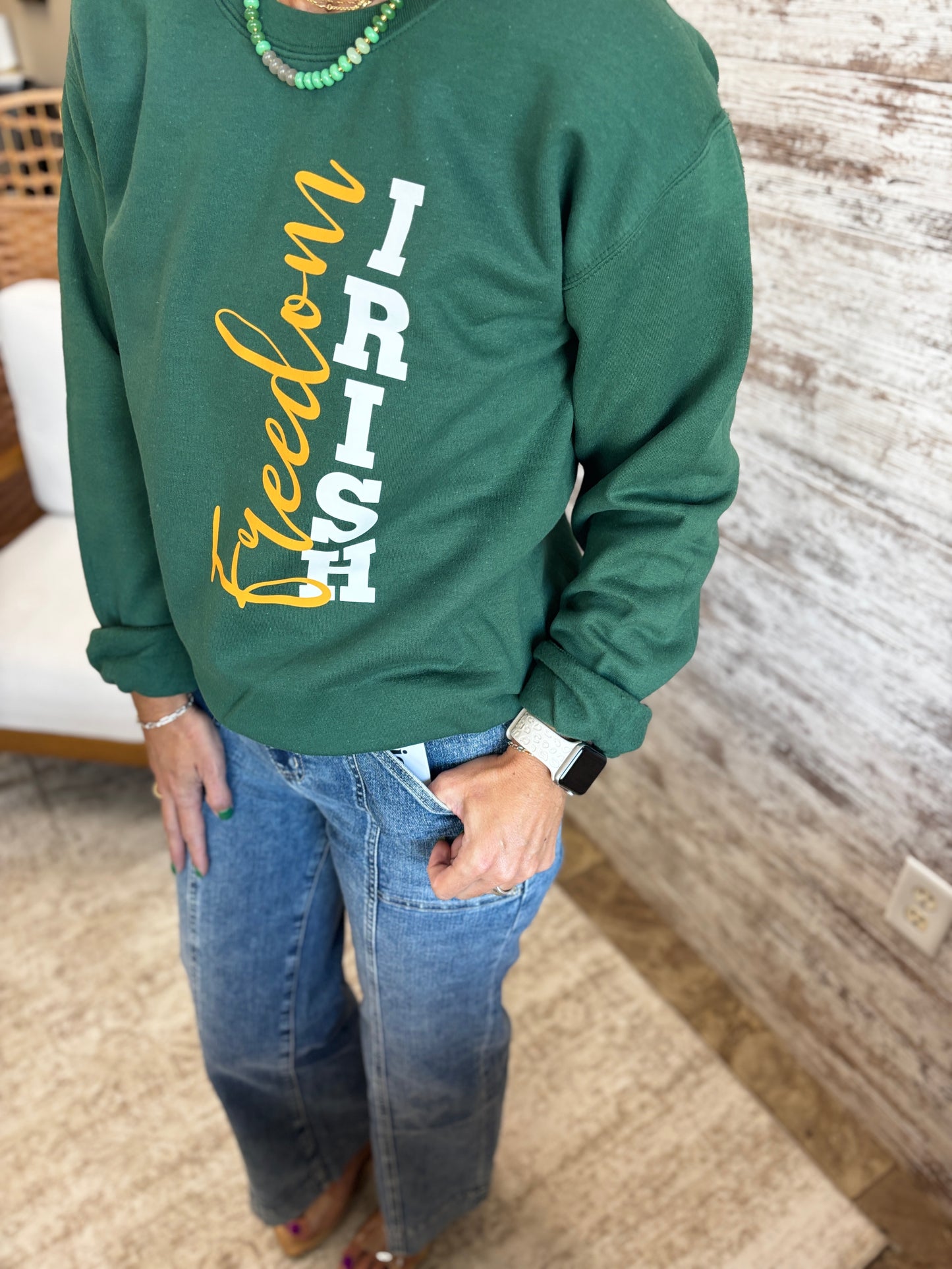 Freedom Irish Gildan Sport Green Crew