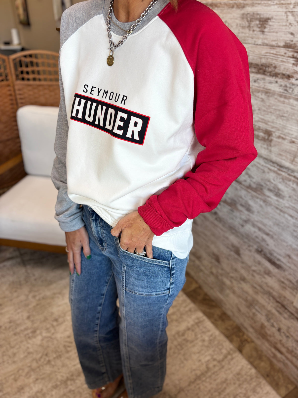 Seymour Pennant Red Colorblock Crew