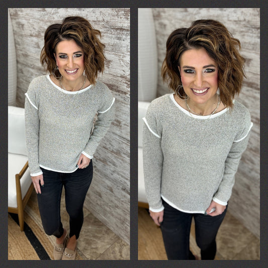 Heather Grey Boat Neck Pullover